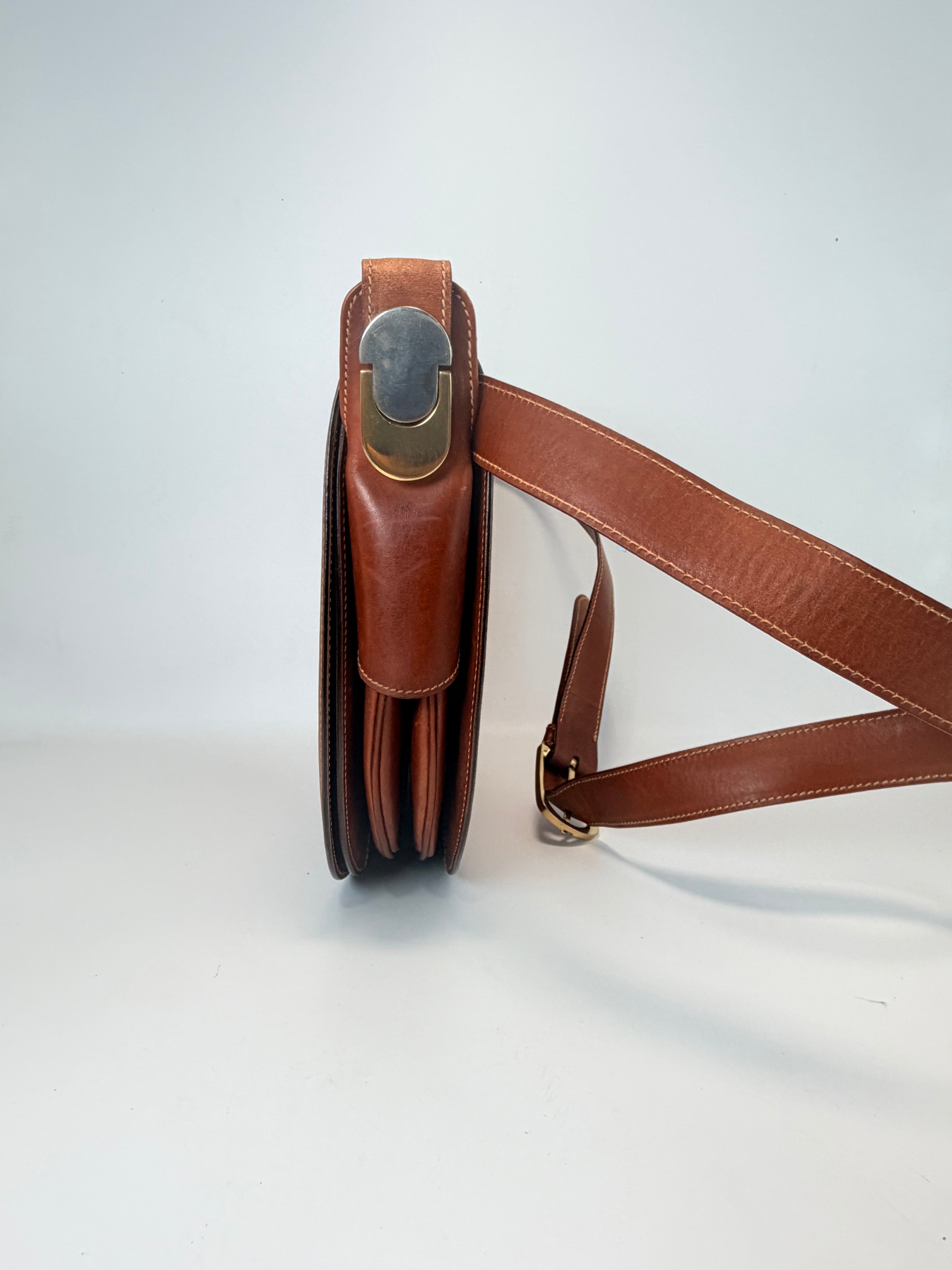 Vintage Paolo Gucci Leather Saddle Bag – Cognac Brown