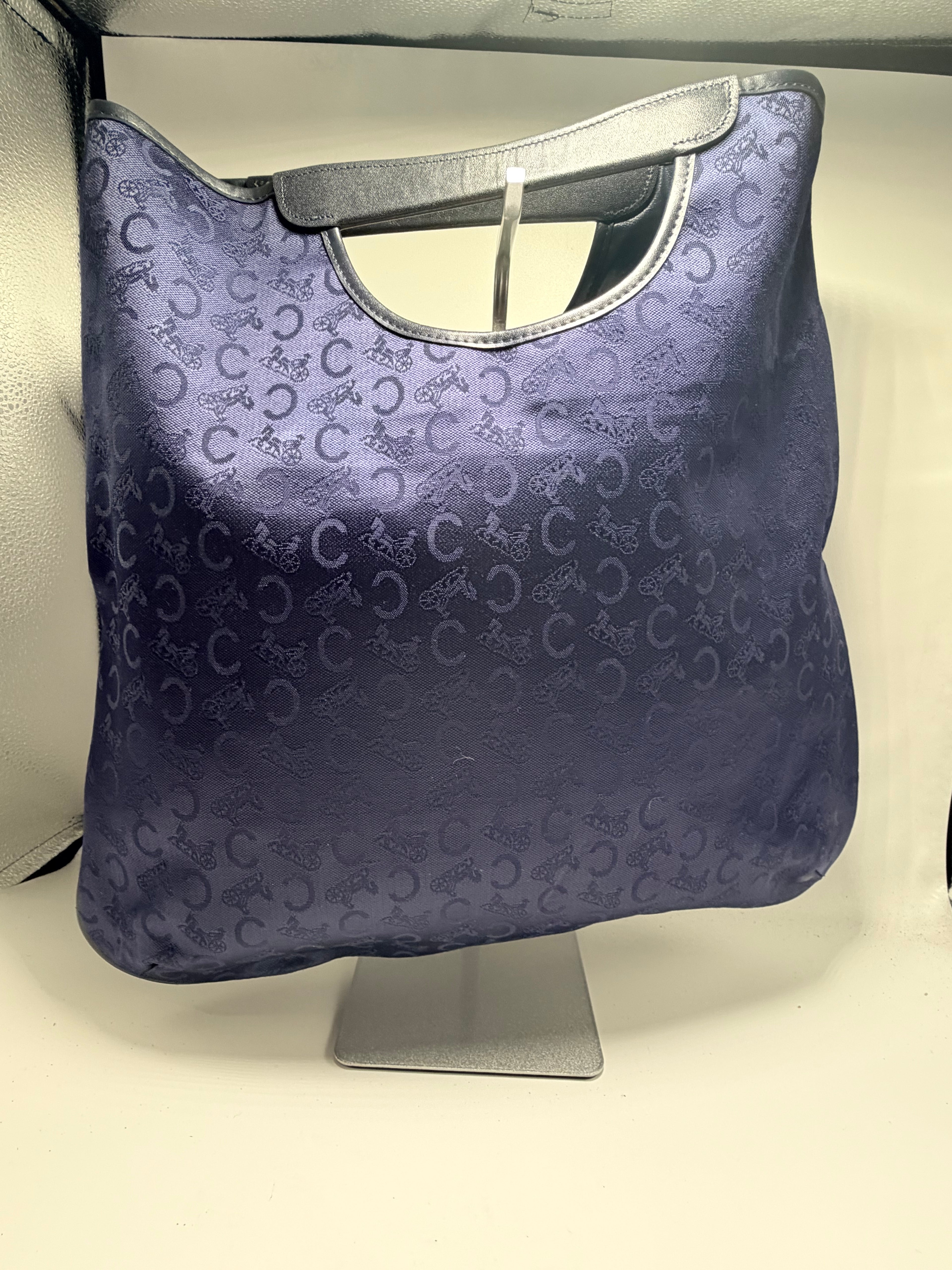Celine Horse Carriage Tote – Navy Jacquard Canvas