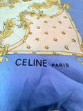 Vintage Celine Paris Silk Scarf – Blue & Gold Baroque Print