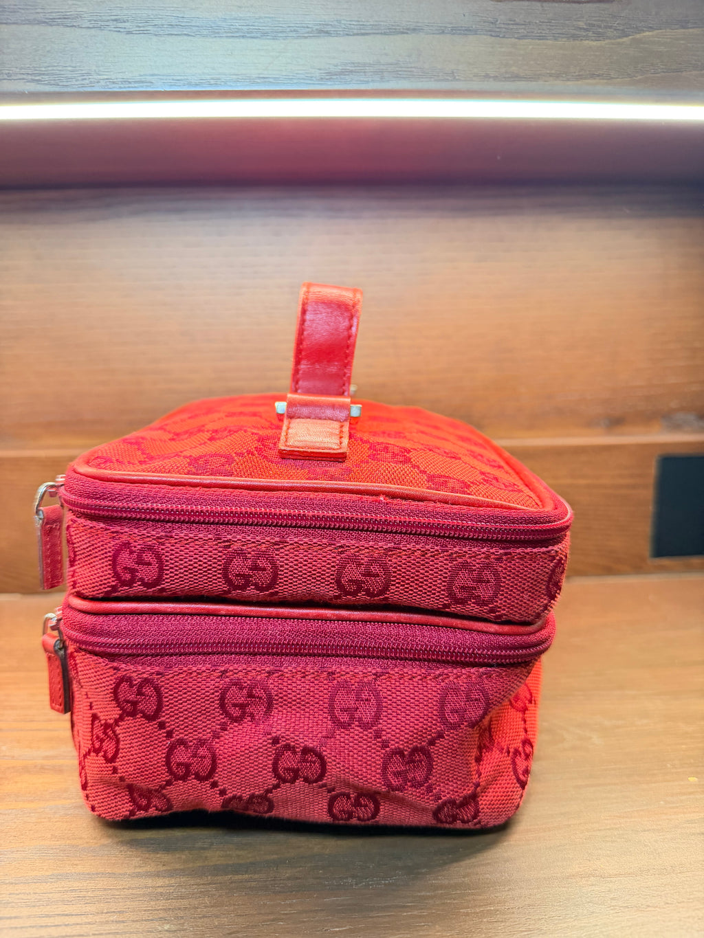 Gucci Red GG Monogram Vanity Case