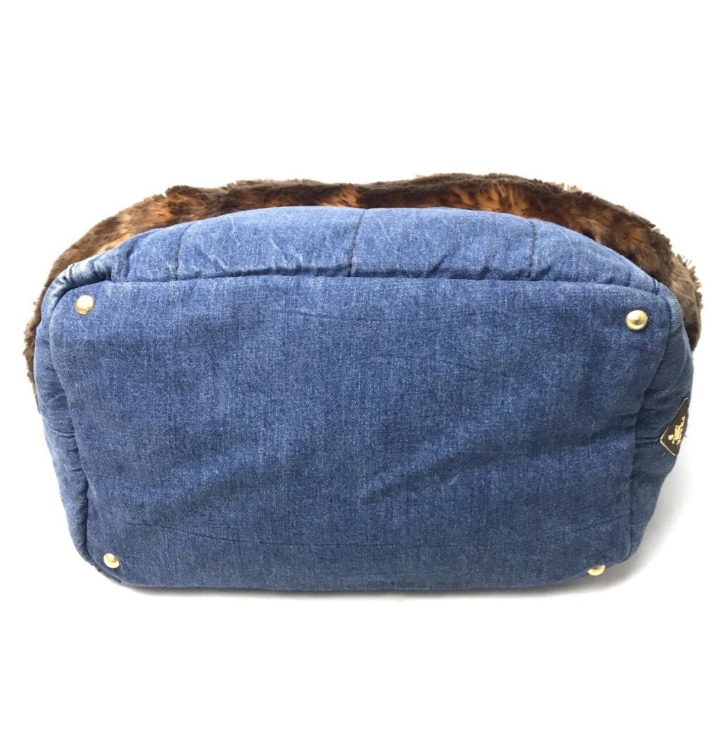 Prada Denim & Fur Canapa Tote Bag
