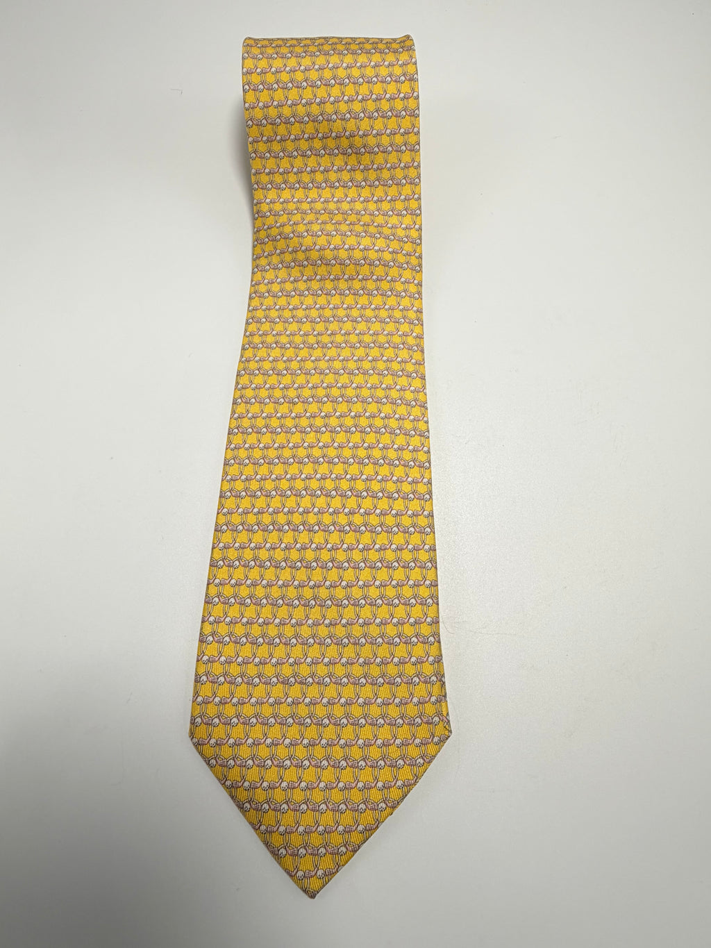 Salvatore Ferragamo Silk Tie – Yellow Gancini Pattern