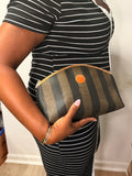 Fendi Pequin Stripe Cosmetic Pouch / Clutch