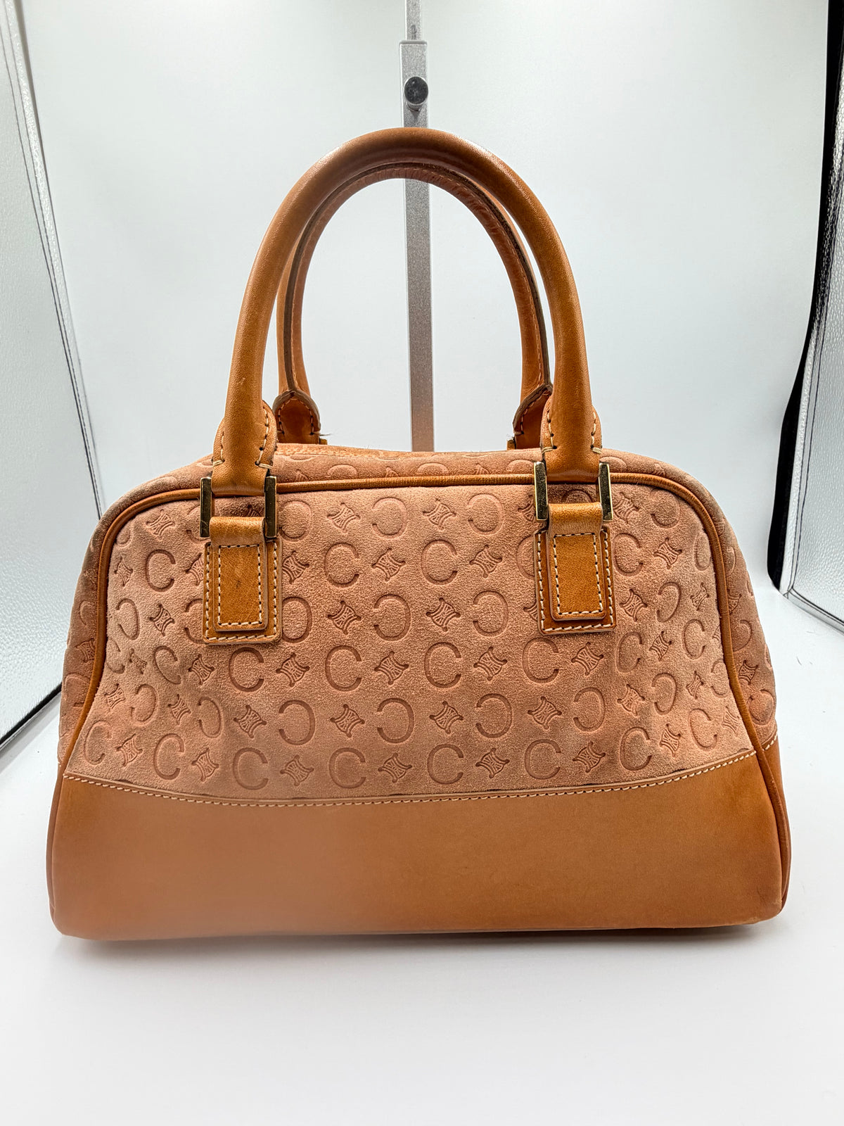 Celine Pink Suede Macadam Boston Bag