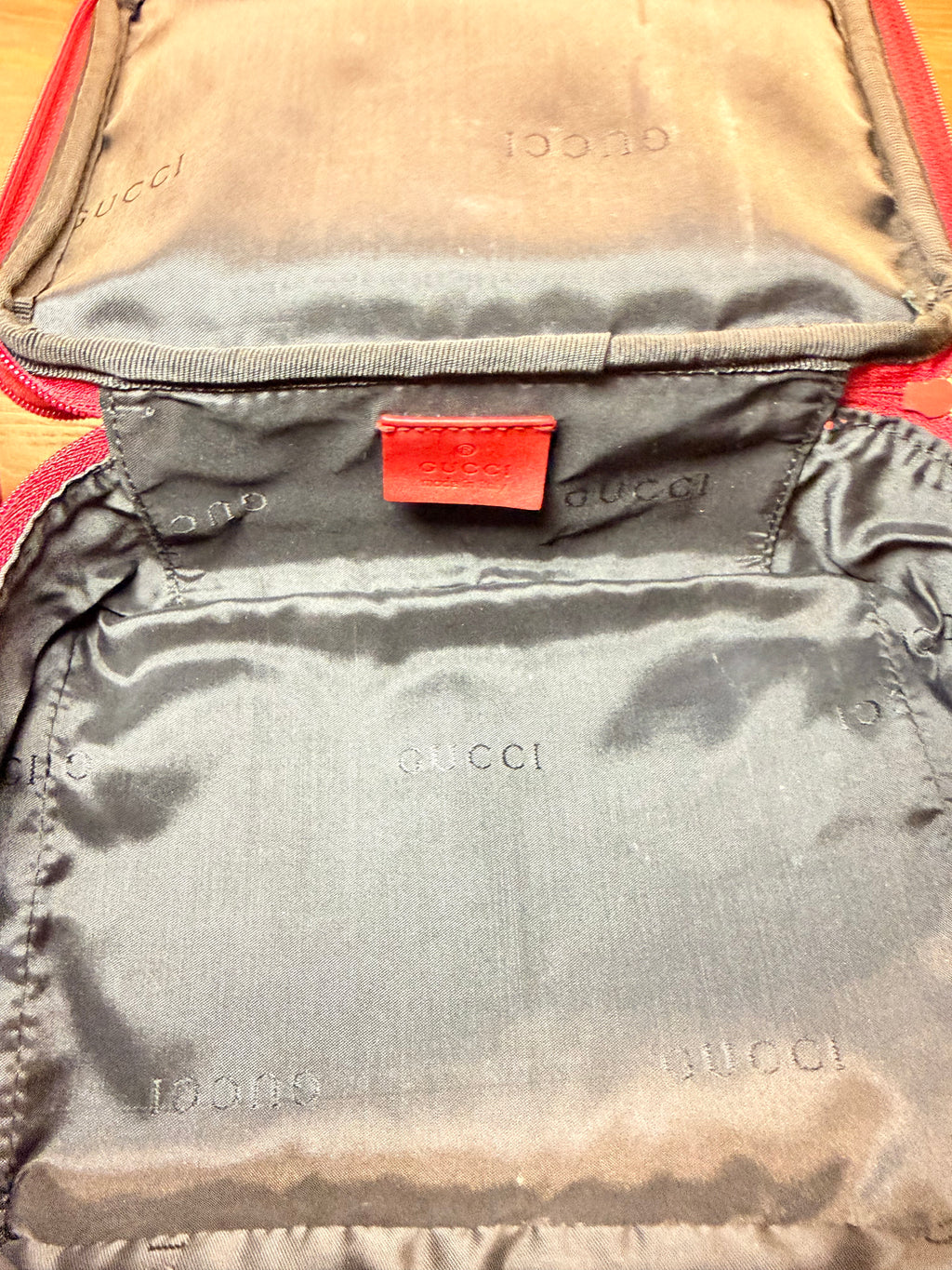 Gucci Red GG Monogram Vanity Case