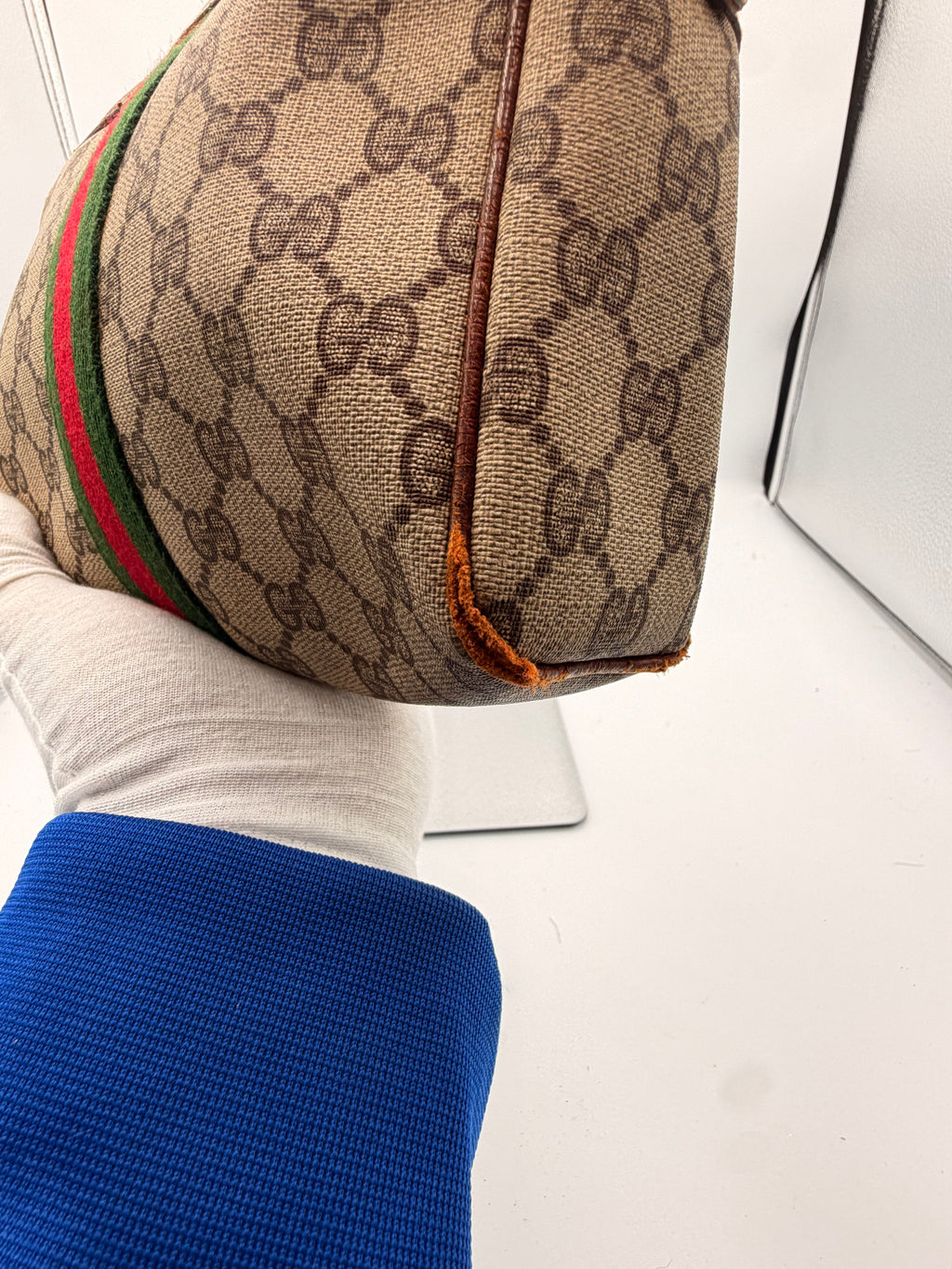 Gucci GG Supreme Web Stripe Cosmetic Bag