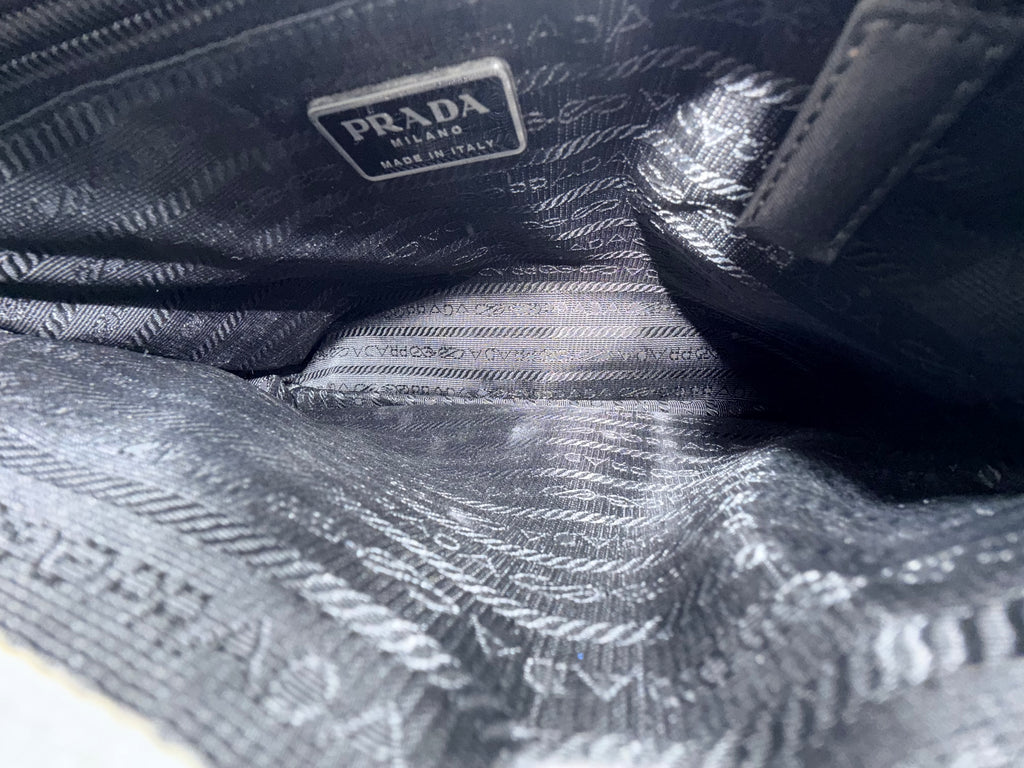 Prada Gray Nylon Mini Tote with Acrylic Handles