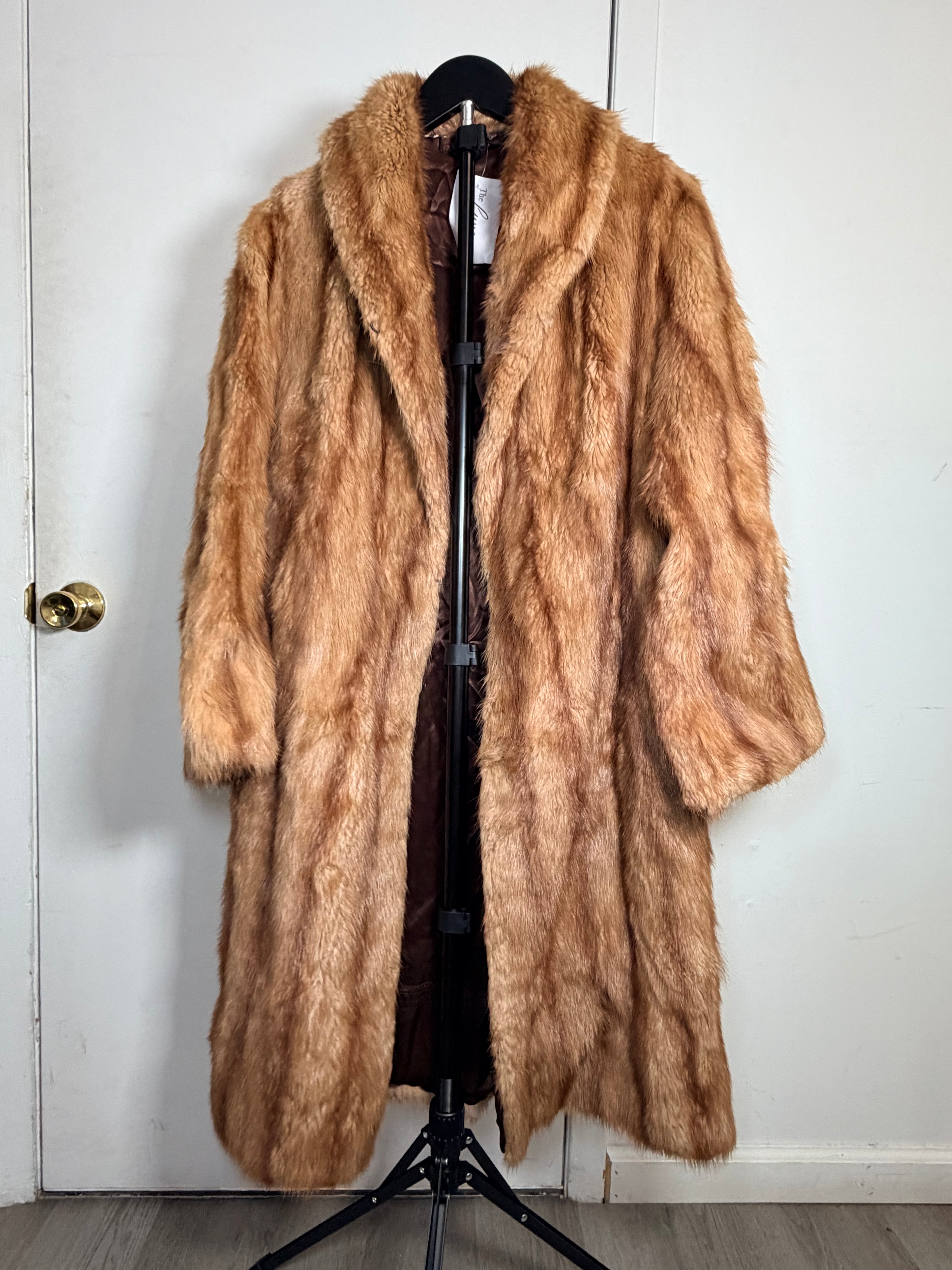 Vintage Honey Blonde Ranch Mink Fur Coat- Large 045