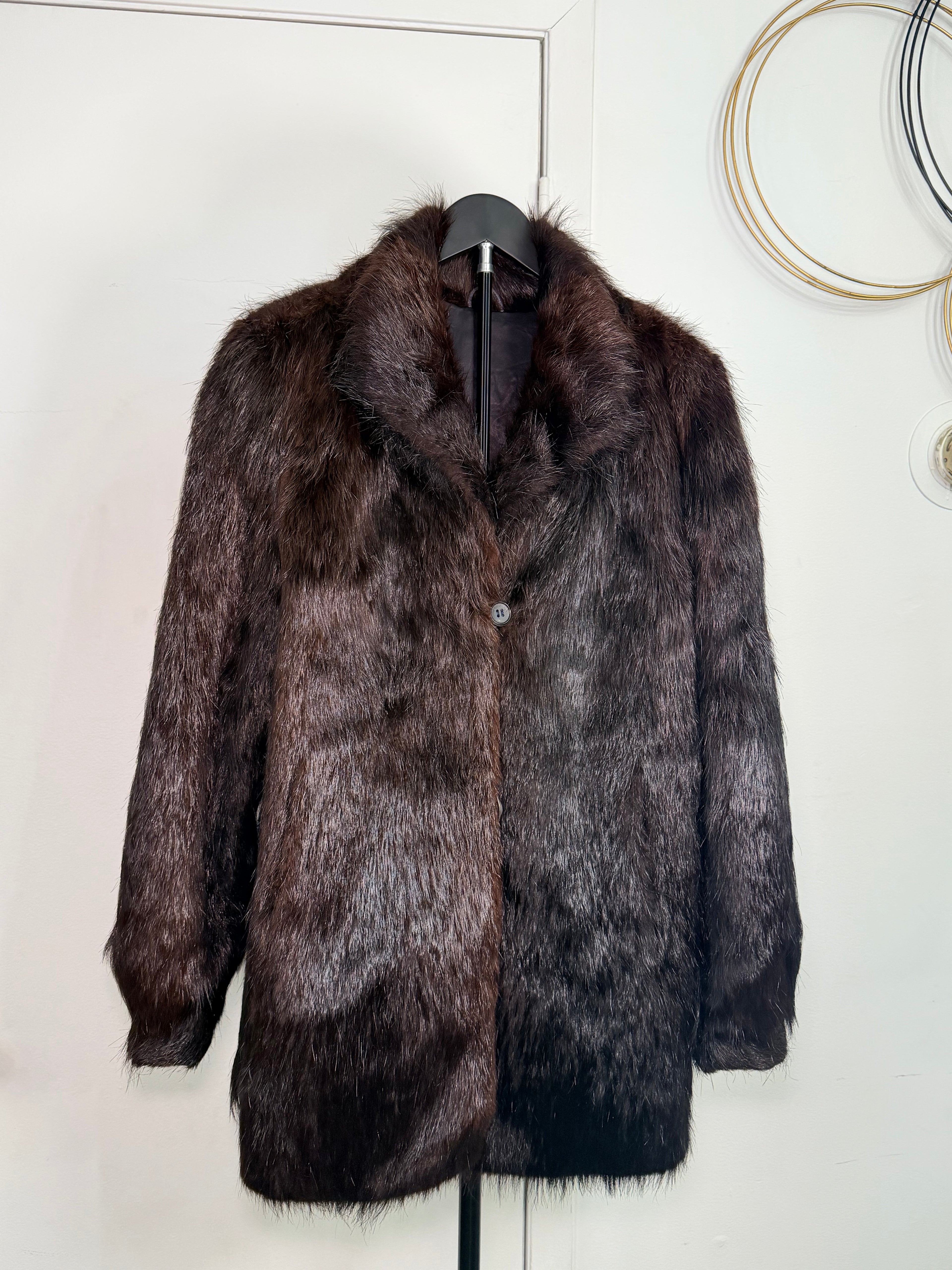 Vintage Mink Fur Coat – Espresso Brown (Medium)