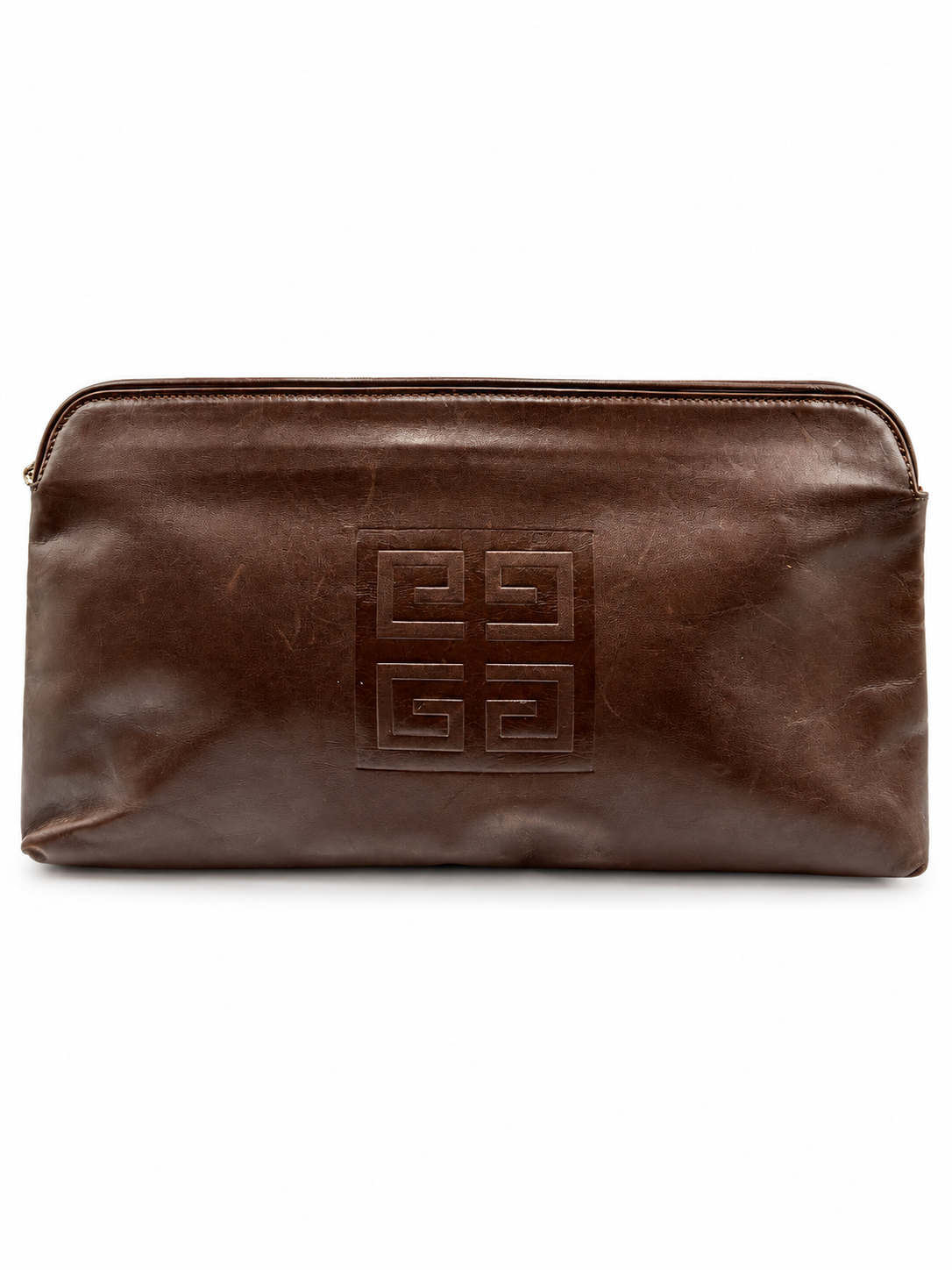 Givenchy Brown Leather 4G Logo Clutch