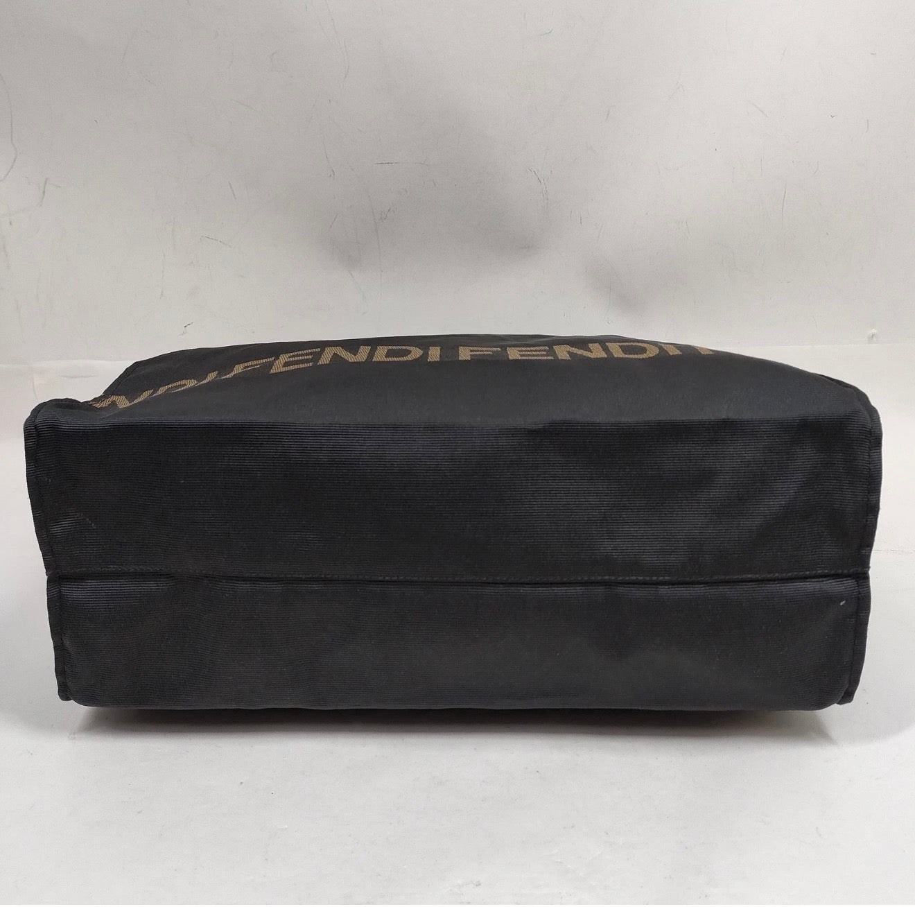 FENDI Vintage Black Canvas Oversized Tote with Matching Pouch