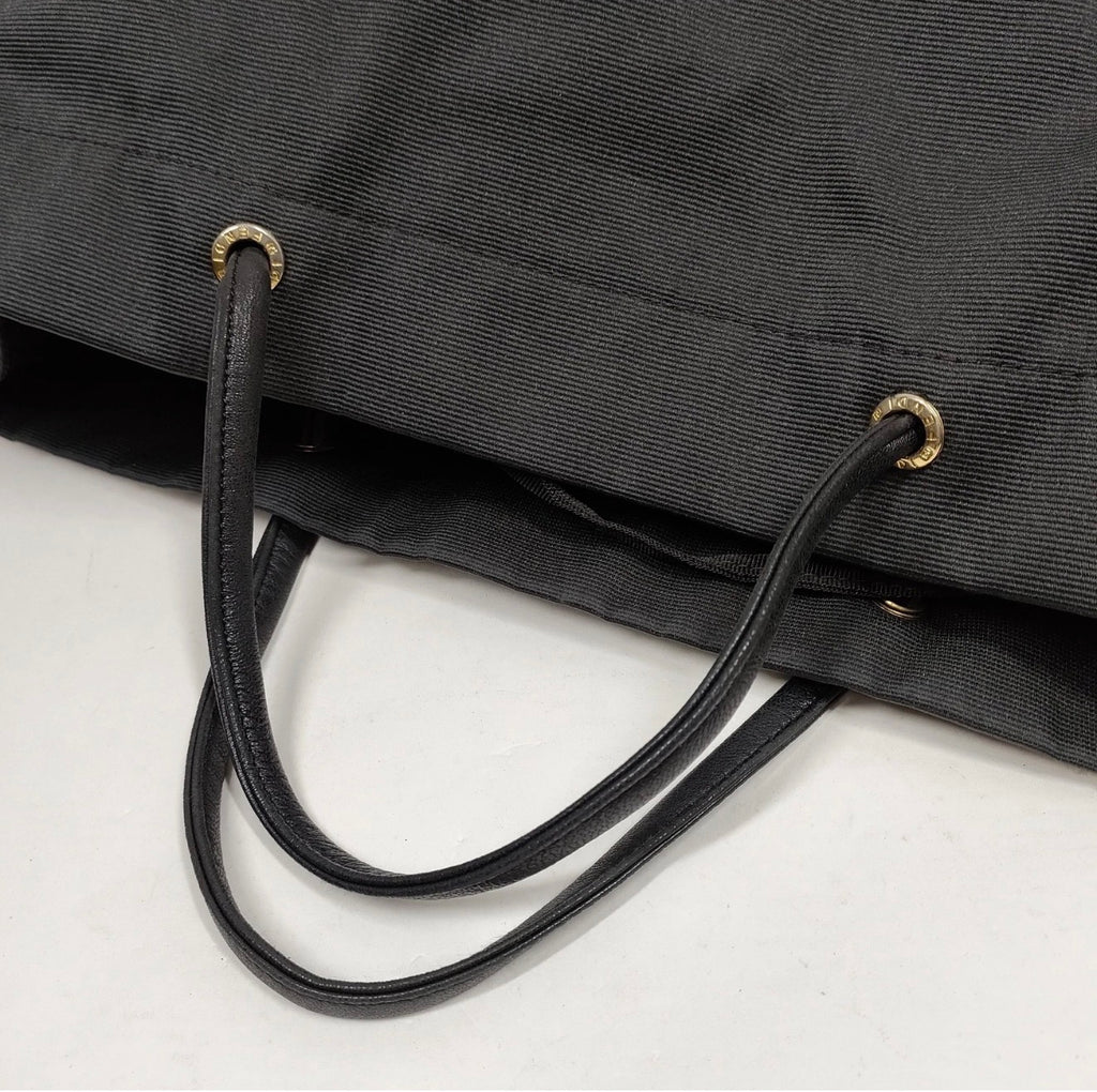 FENDI Vintage Black Canvas Oversized Tote with Matching Pouch