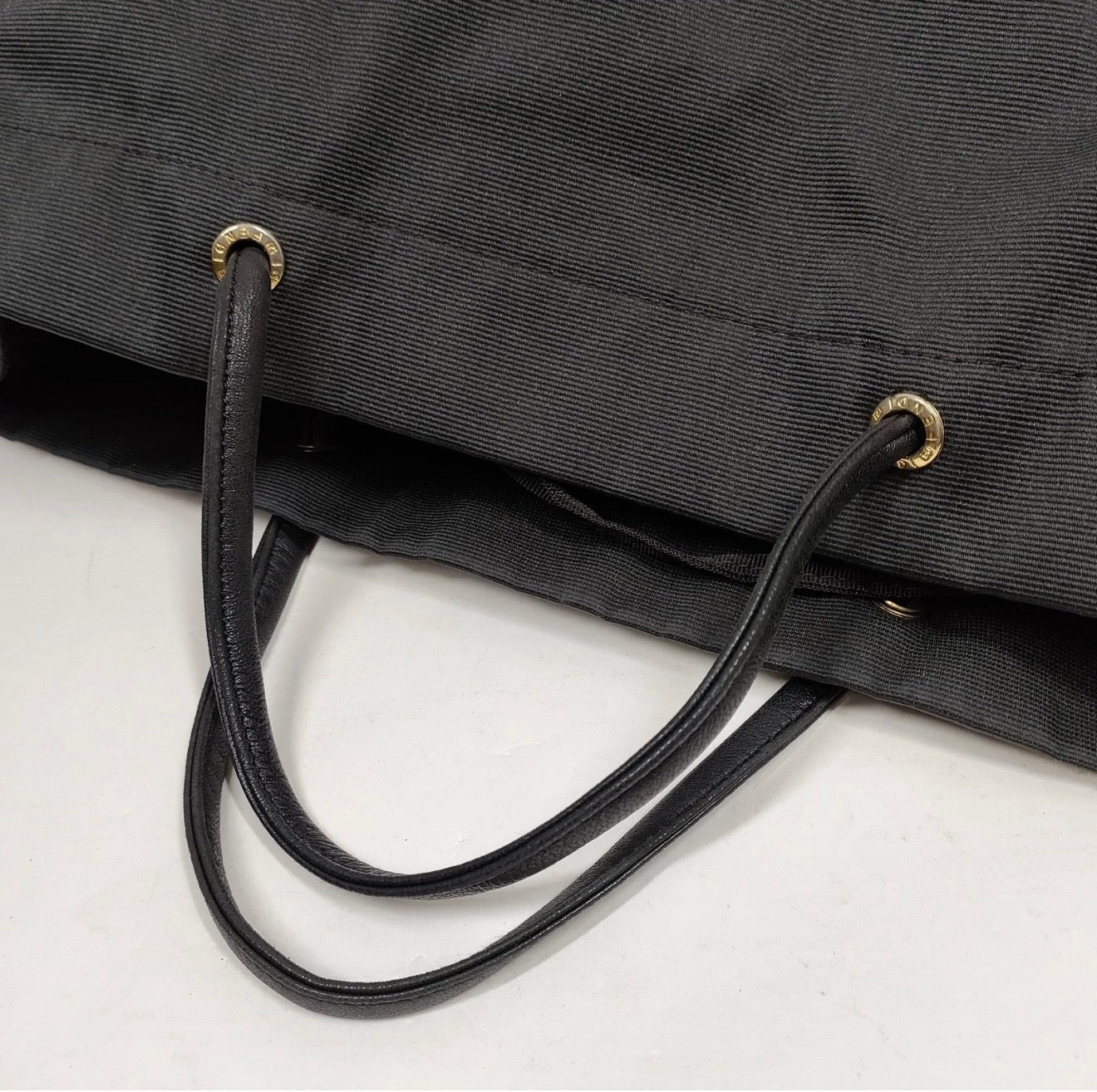 FENDI Vintage Black Canvas Oversized Tote with Matching Pouch