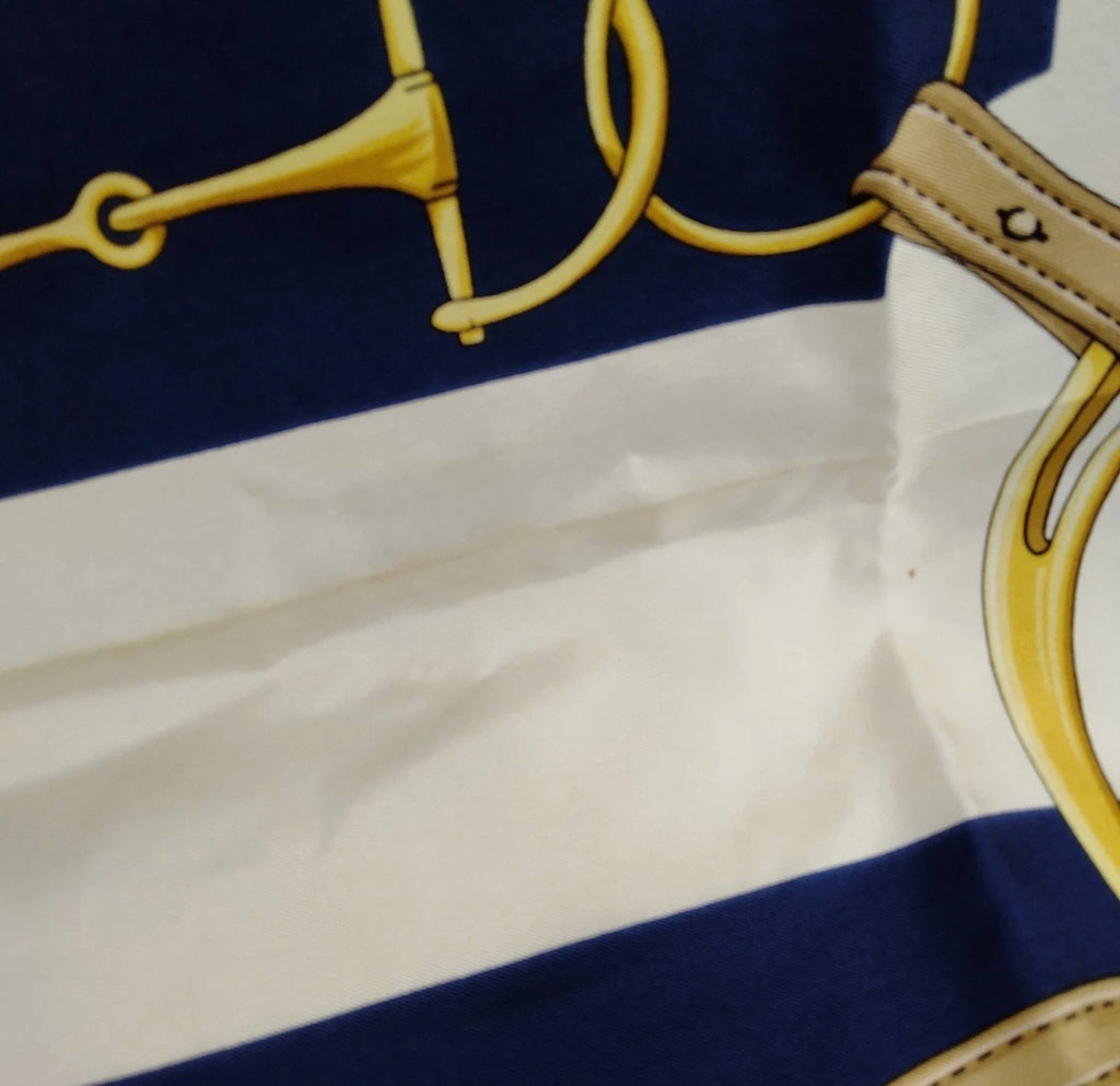 Celine Paris Equestrian Navy & Gold Silk Scarf
