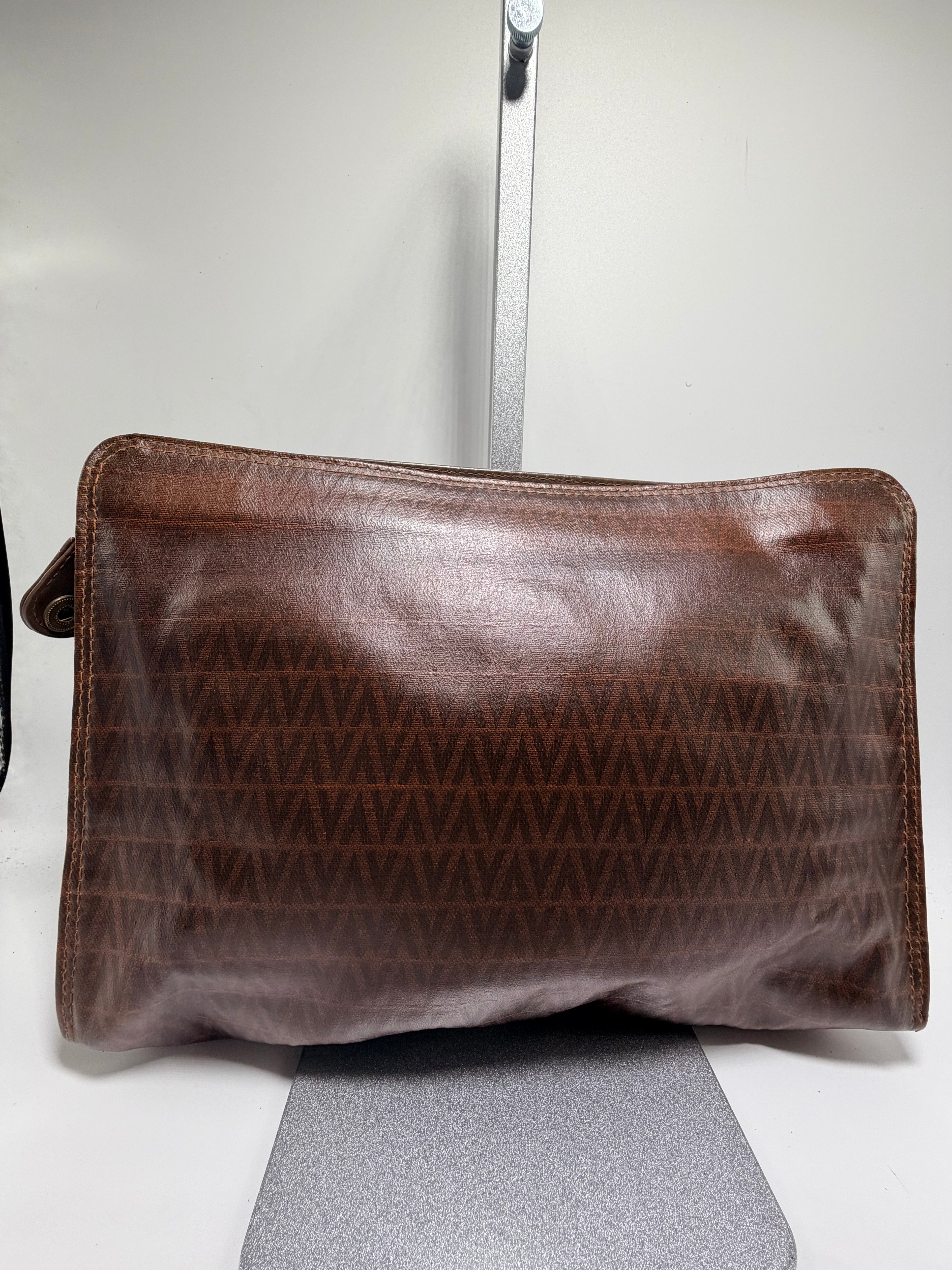 Valentino Leather Clutch – Brown V Logo