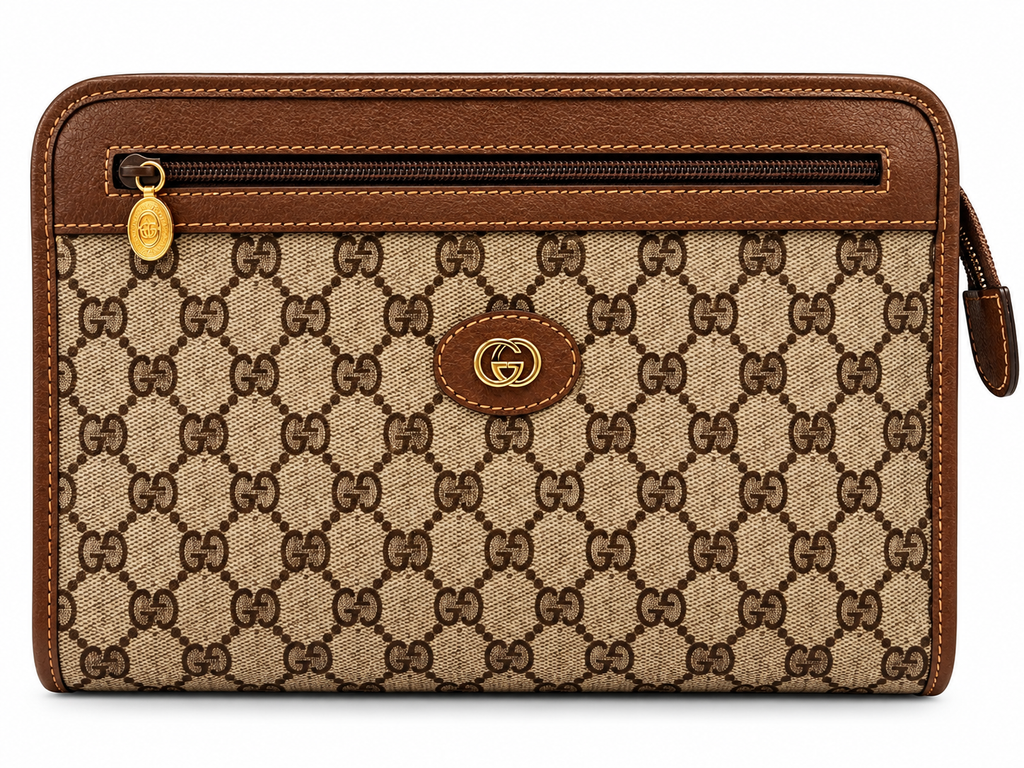 Gucci GG Supreme Monogram Clutch / Toiletry Bag