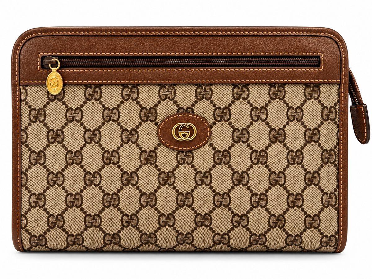 Gucci GG Supreme Monogram Clutch / Toiletry Bag