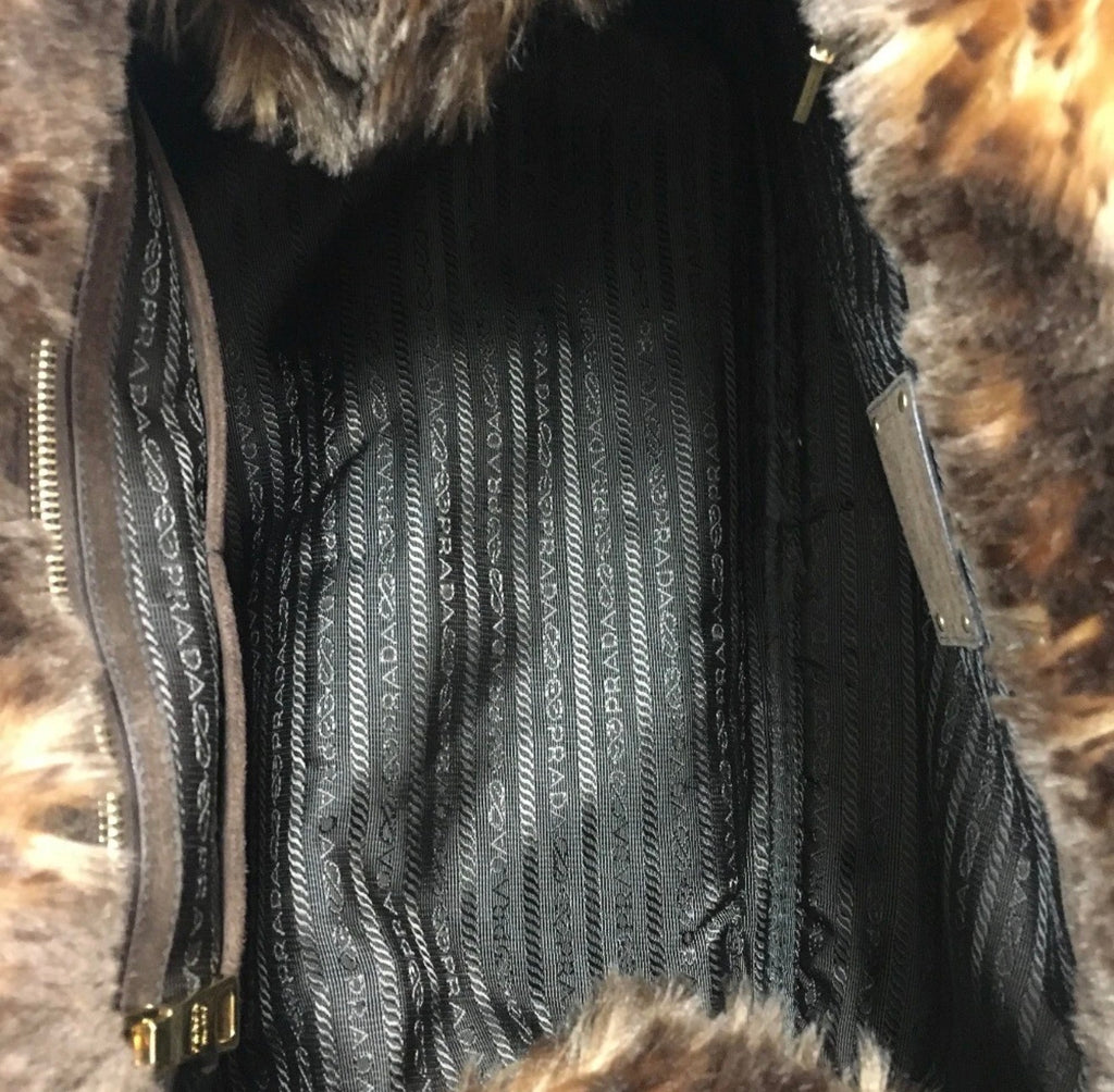 Prada Denim & Fur Canapa Tote Bag