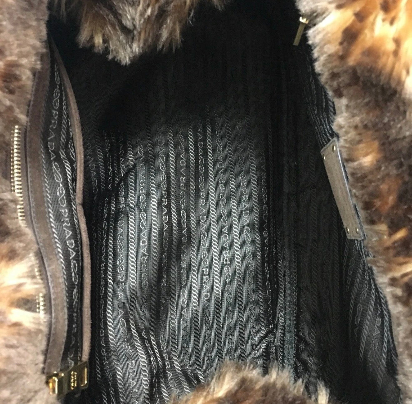 Prada Denim & Fur Canapa Tote Bag