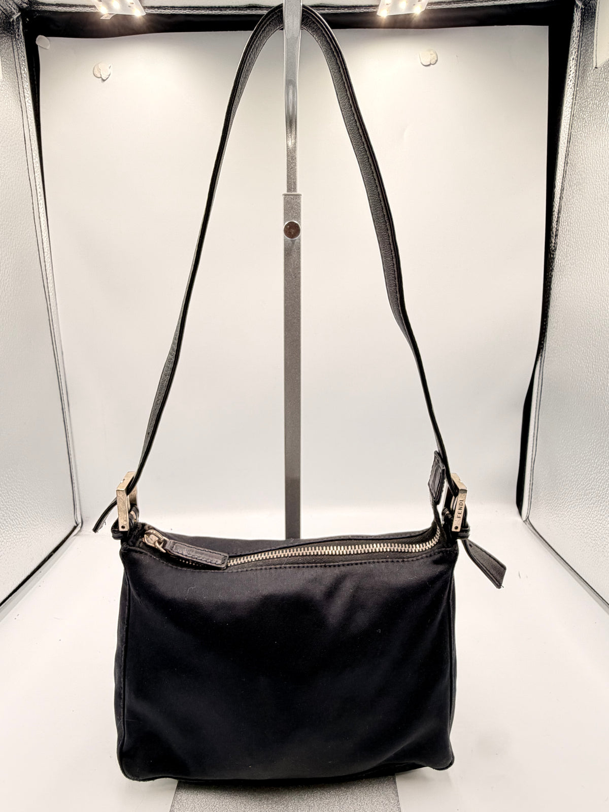 Fendi Vintage Black Nylon Shoulder Bag
