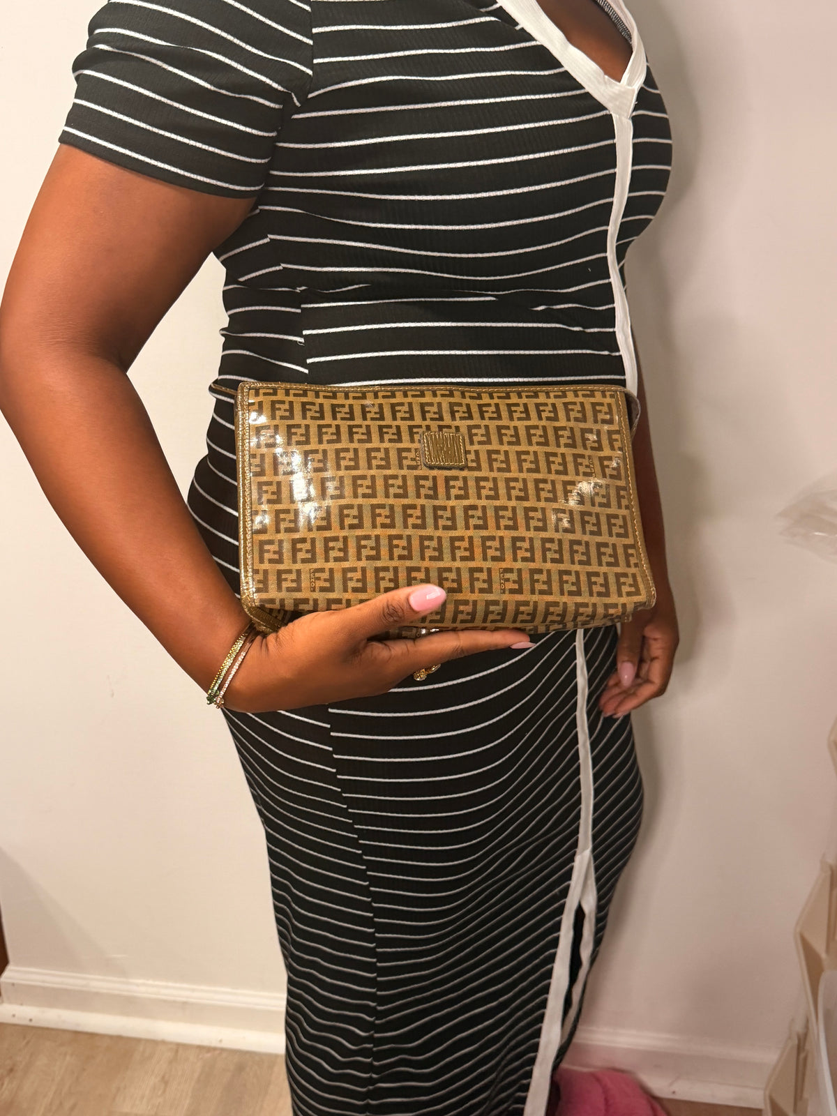 Fendi Zucca FF Coated Canvas Clutch