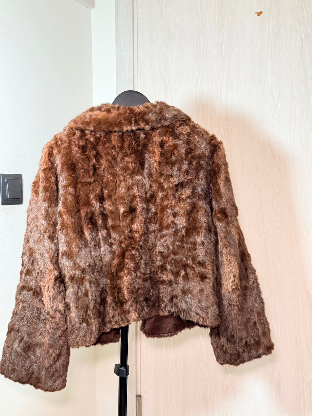 Vintage Real Persian Lamb (Astrakhan) Fur Coat – Chocolate Brown (Small)
