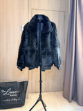 Vintage Black Cross Fox Fur Bomber Jacket – M - 002