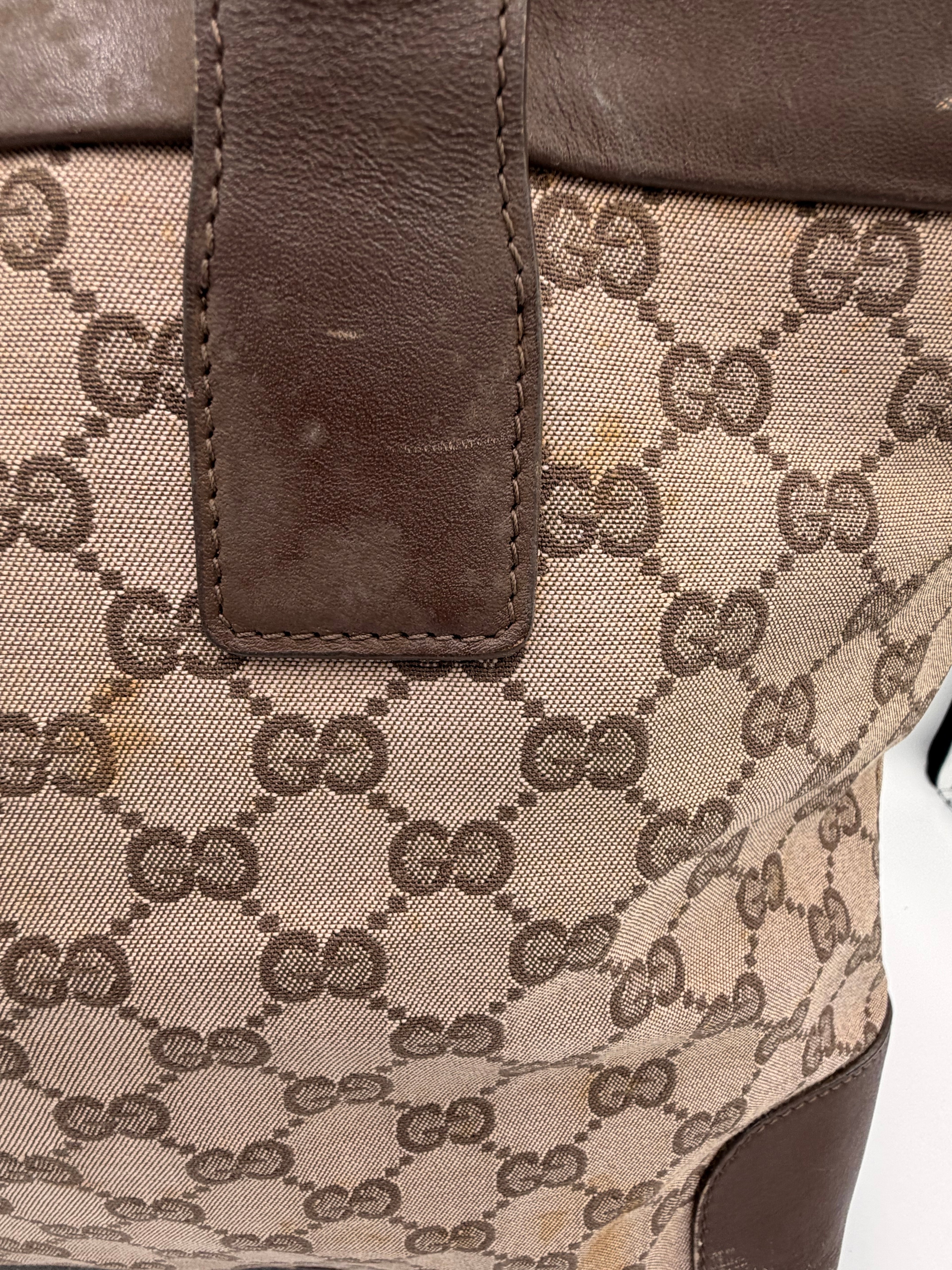 Gucci GG Canvas Shoulder Tote (Beige/Brown)