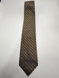 Yves Saint Laurent Silk Tie – Teal & Bronze Geometric