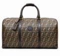 Fendi Vintage Zucca Boston Bag - Dark Brown Leather Trim