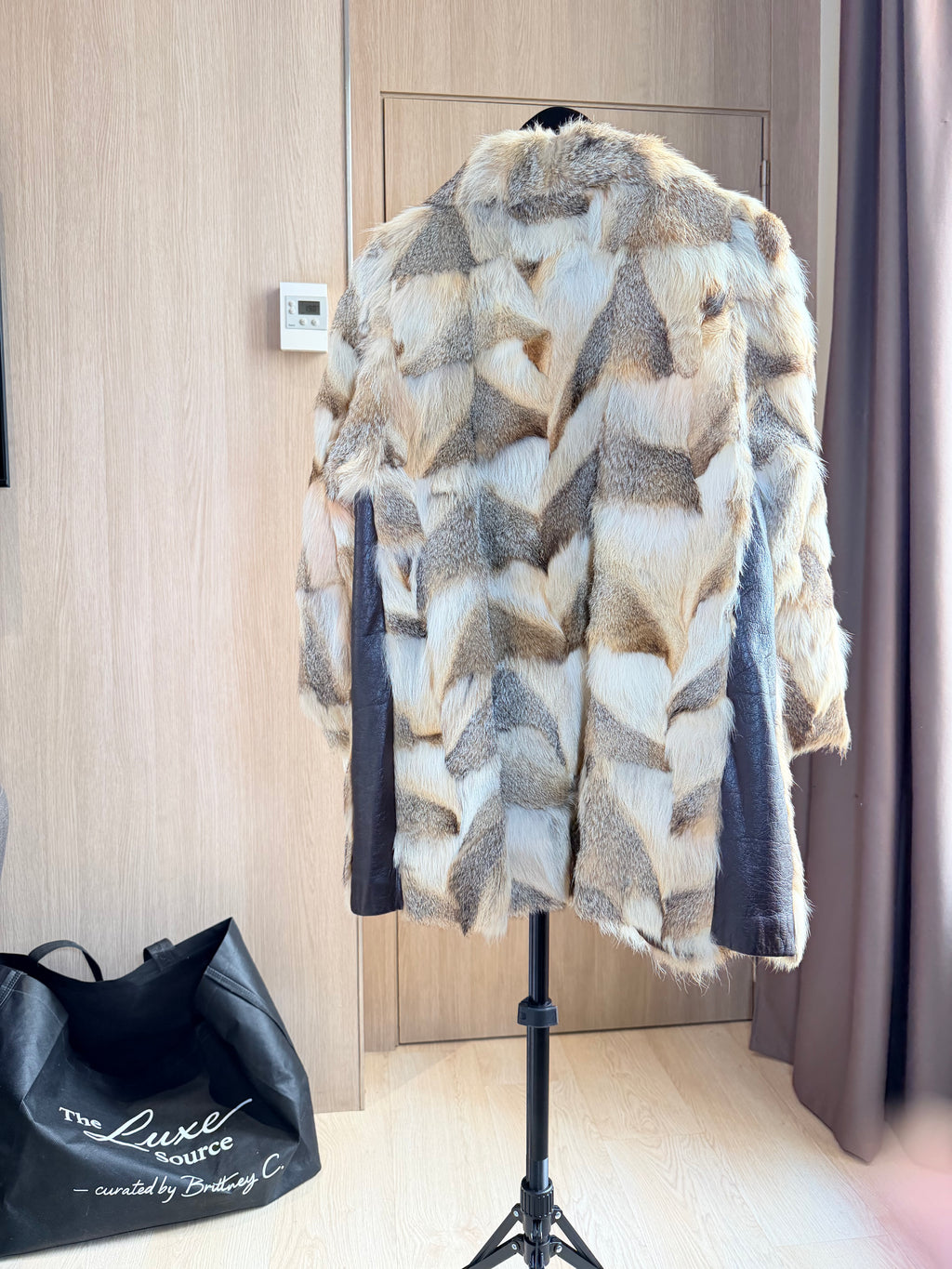 Vintage Patchwork Rabbit Fur Jacket – Small -031