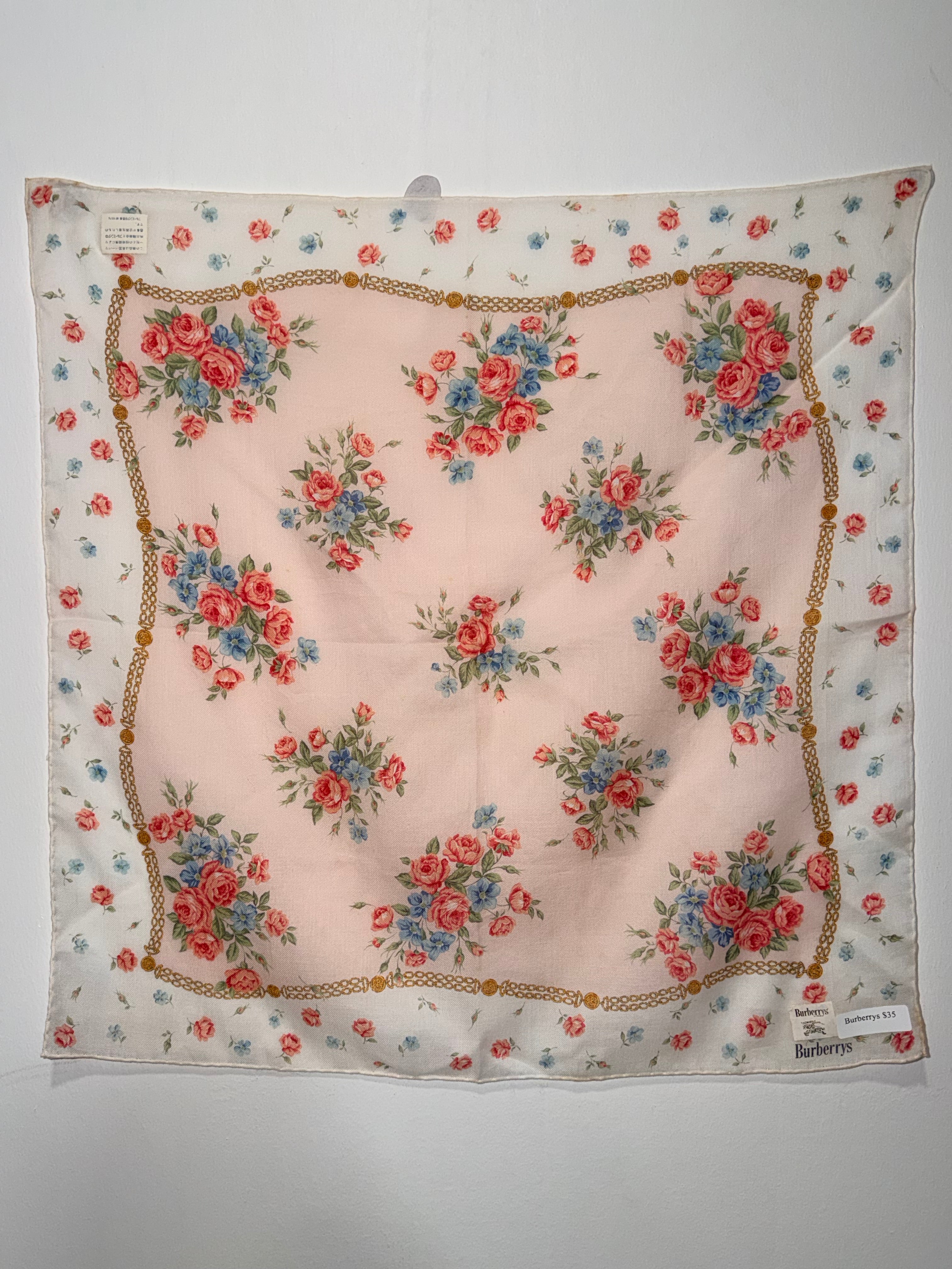 Burberrys Silk Scarf in Romantic Floral Bouquet Print