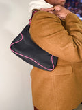 Salvatore Ferragamo Nylon Shoulder Bag – Black with Pink Trim