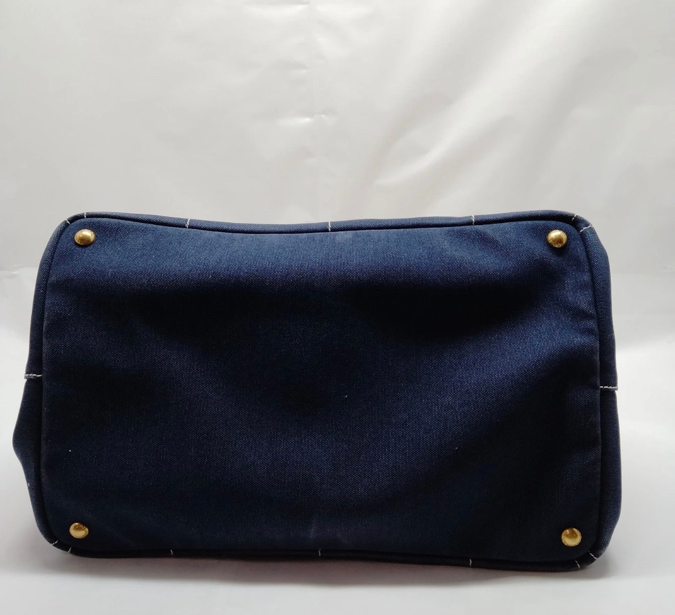 Prada Canapa Canvas Tote - Navy & Ivory (Large)