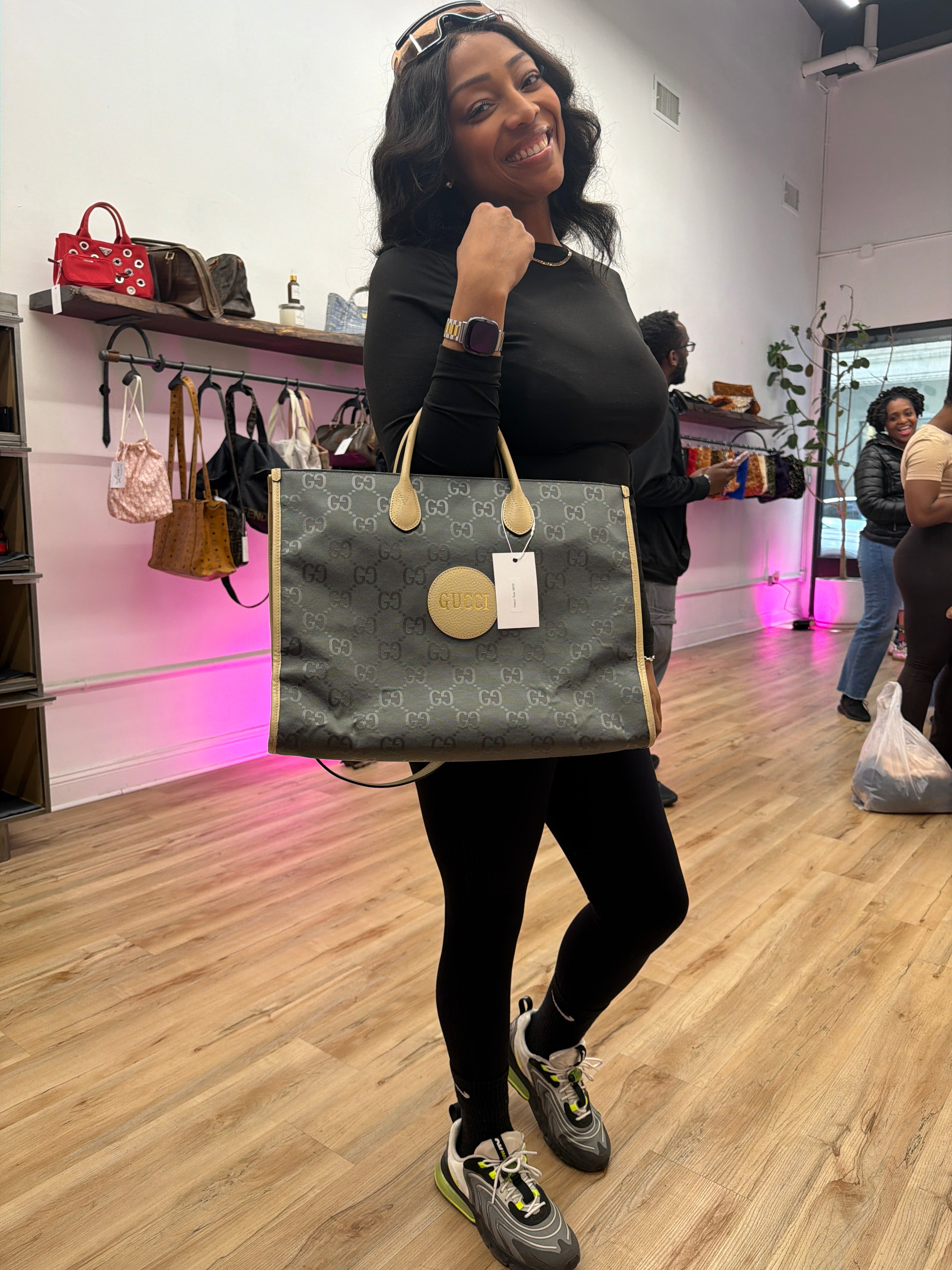 Gucci GG Monogram Off the GridTote -Grey & Cream