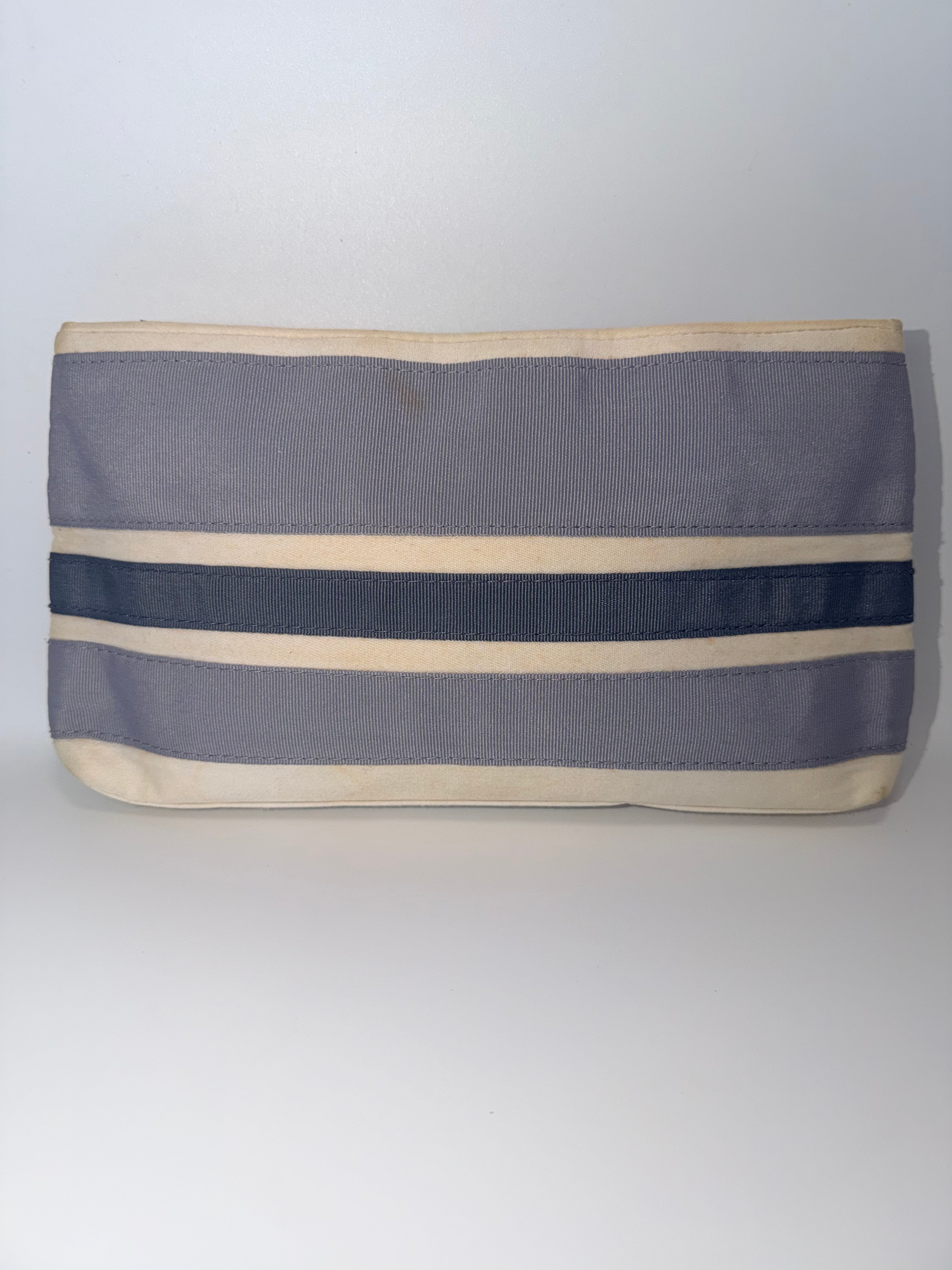 Yves Saint Laurent (YSL) Canvas Stripe Cosmetic / Travel Pouch