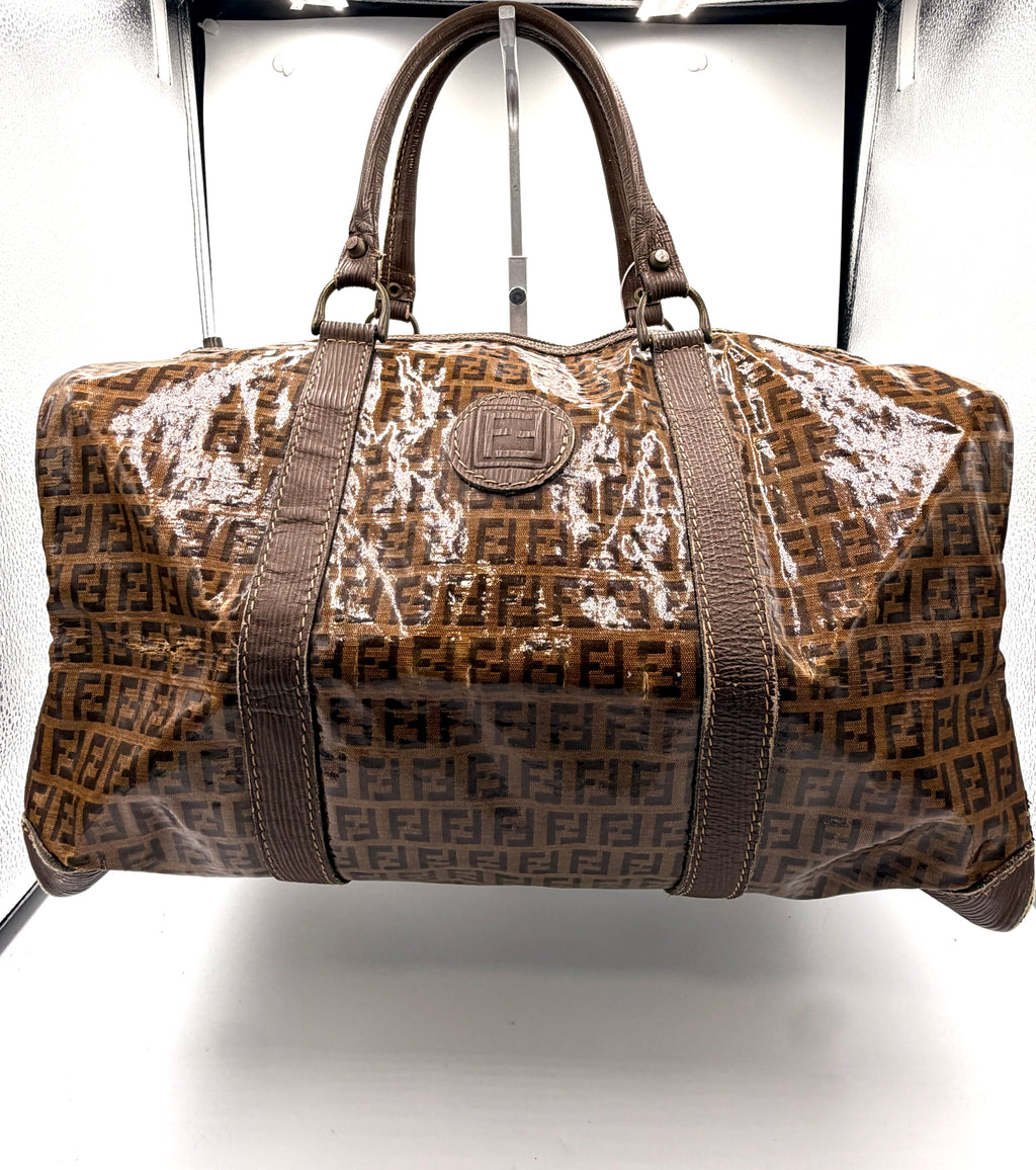 Fendi Zucca Coated Canvas Boston Bag/ Travel Bag