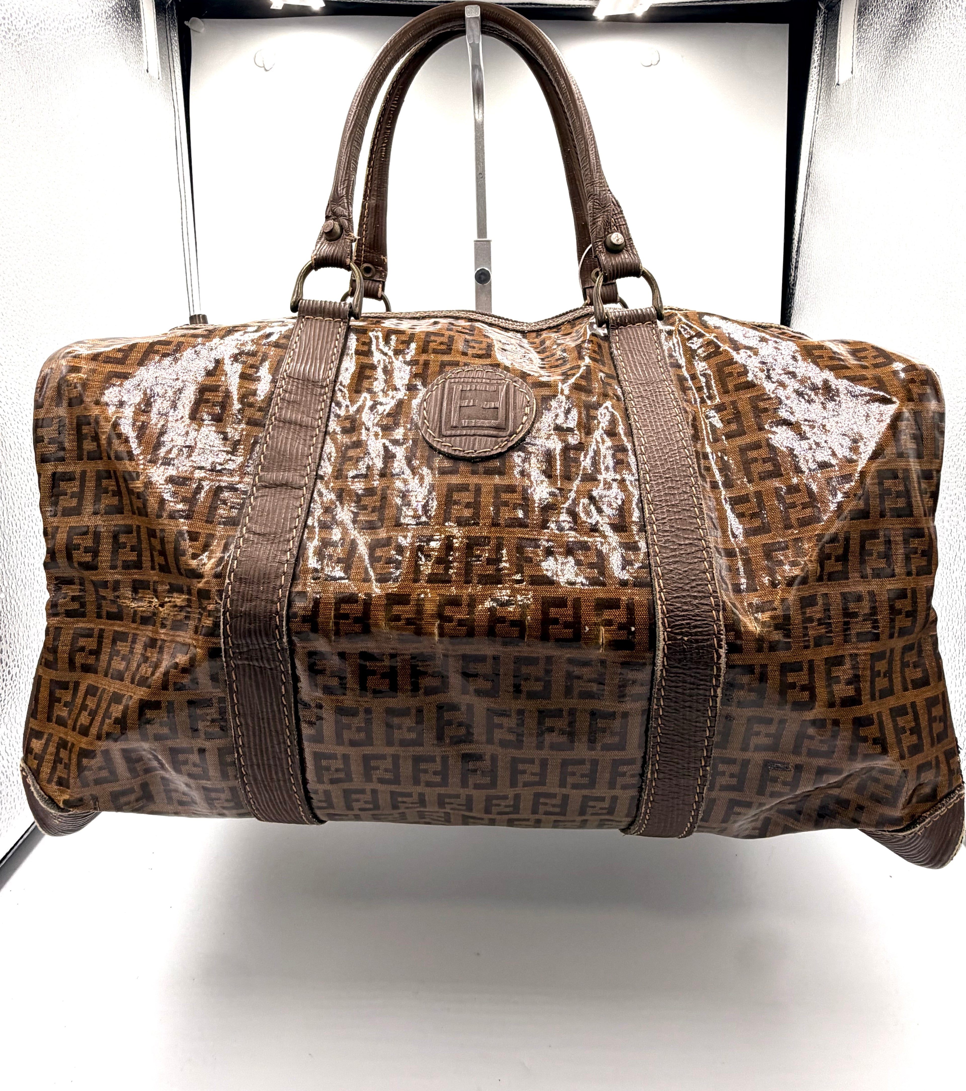 Fendi Zucca Coated Canvas Boston Bag/ Travel Bag