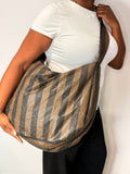Fendi Vintage Pequin Stripe Large Shoulder/ Crosabody Bag