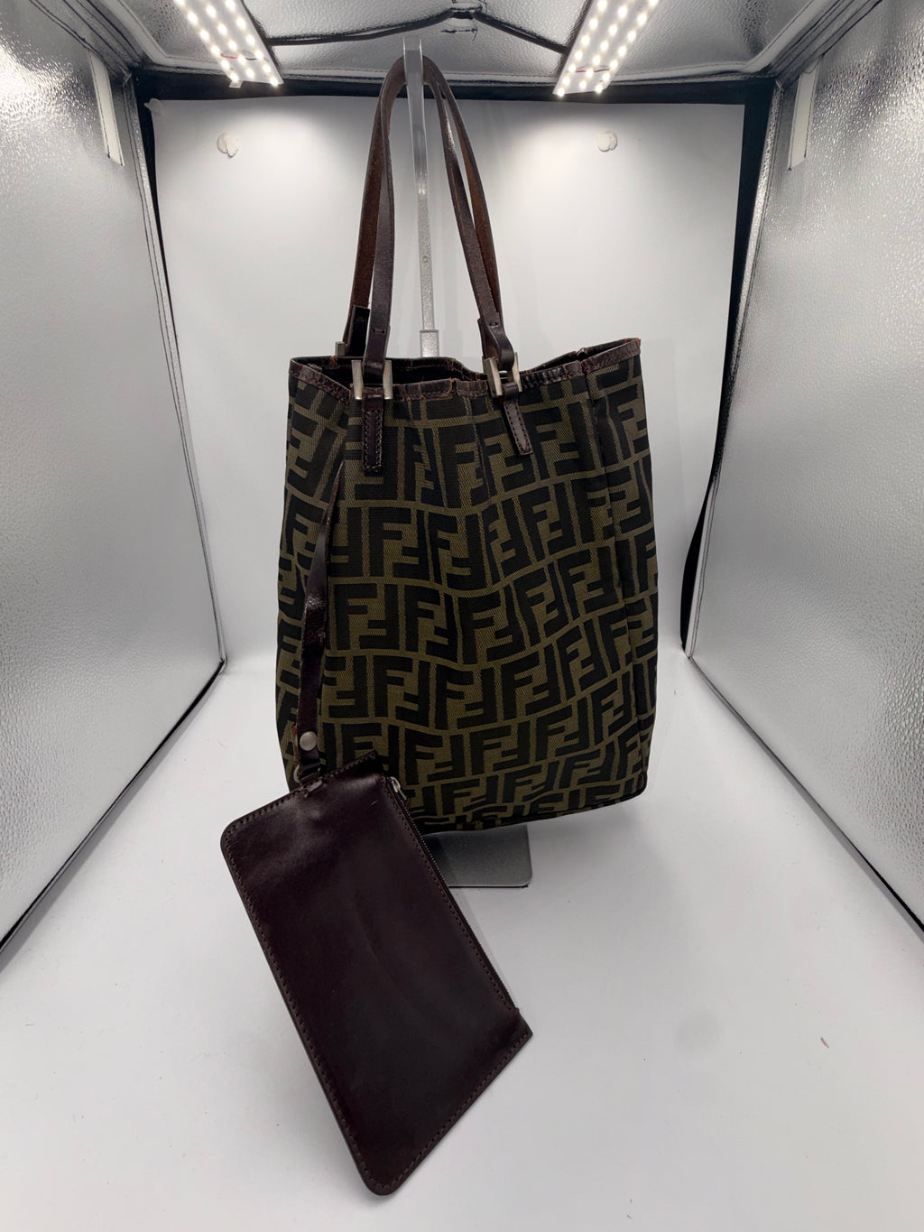 Fendi Zucca Shopper Tote with Matching Pouch