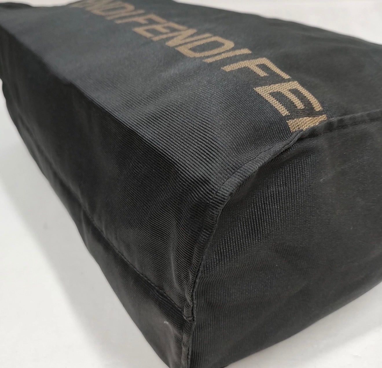 FENDI Vintage Black Canvas Oversized Tote with Matching Pouch
