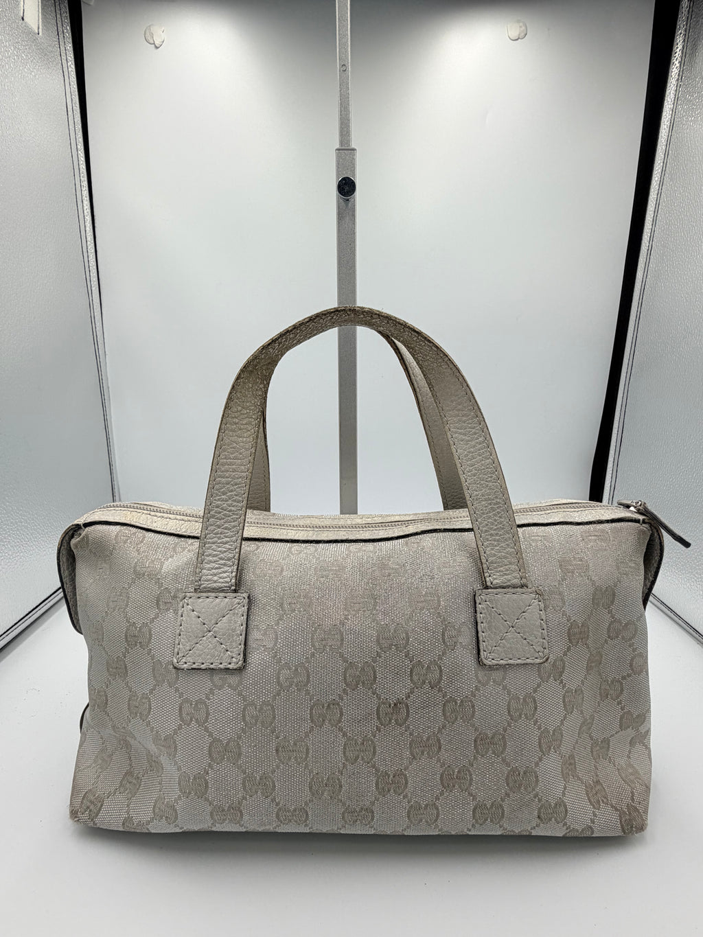 Gucci GG Canvas Mini Boston Bag - Silver