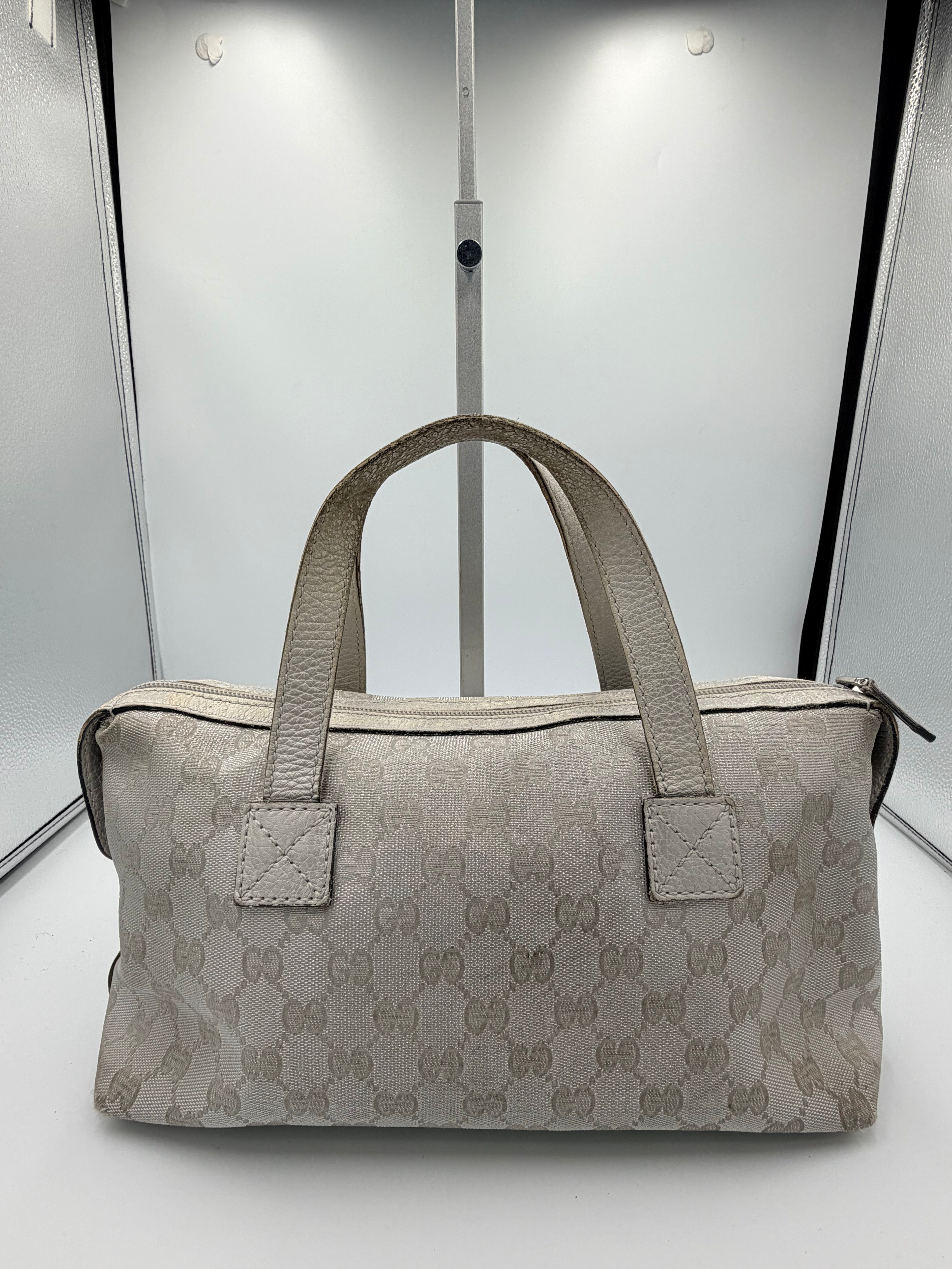 Gucci GG Canvas Mini Boston Bag - Silver