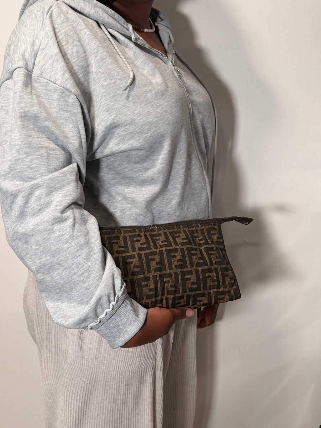 Fendi Zucca Canvas Zip Pouch / Clutch