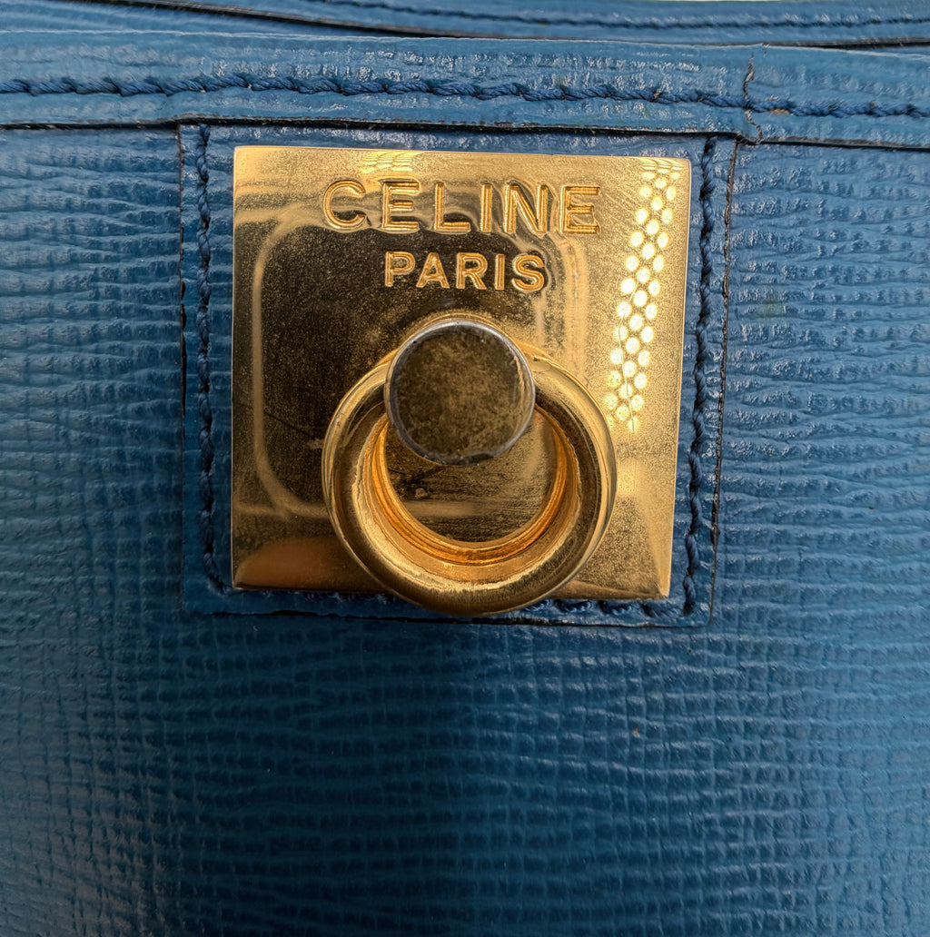 Celine Vintage Blue Leather Clutch