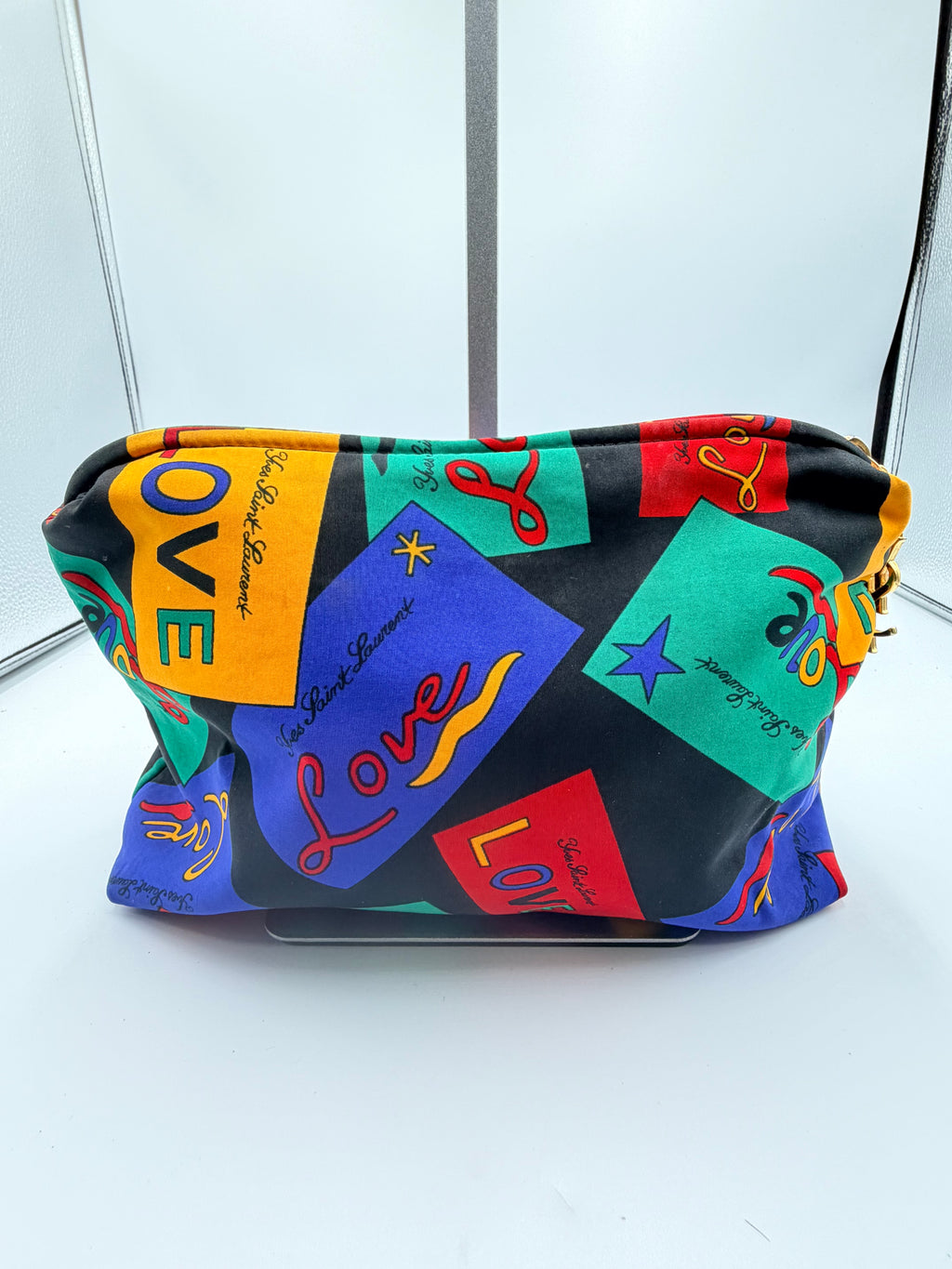 Yves Saint Laurent LOVE Print Multicolor Pouch Bag