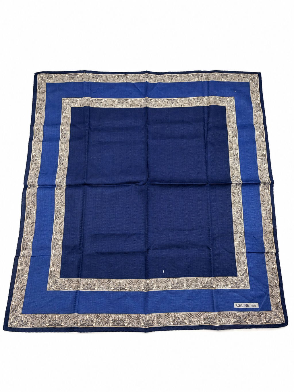 Celine Paris Blue & Silver Border Scarf