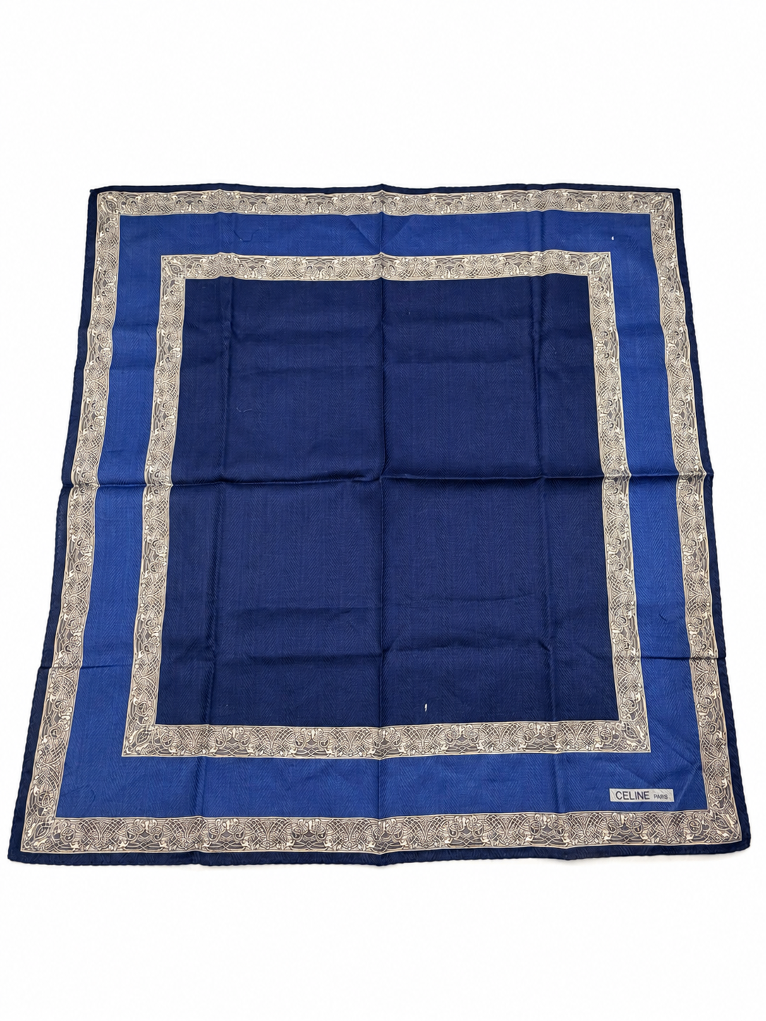 Celine Paris Blue & Silver Border Scarf