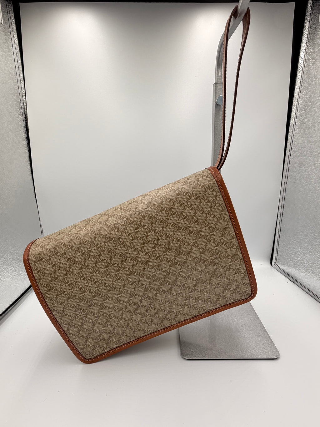 Celine Macadam Canvas Shoulder Bag (Beige/Tan)