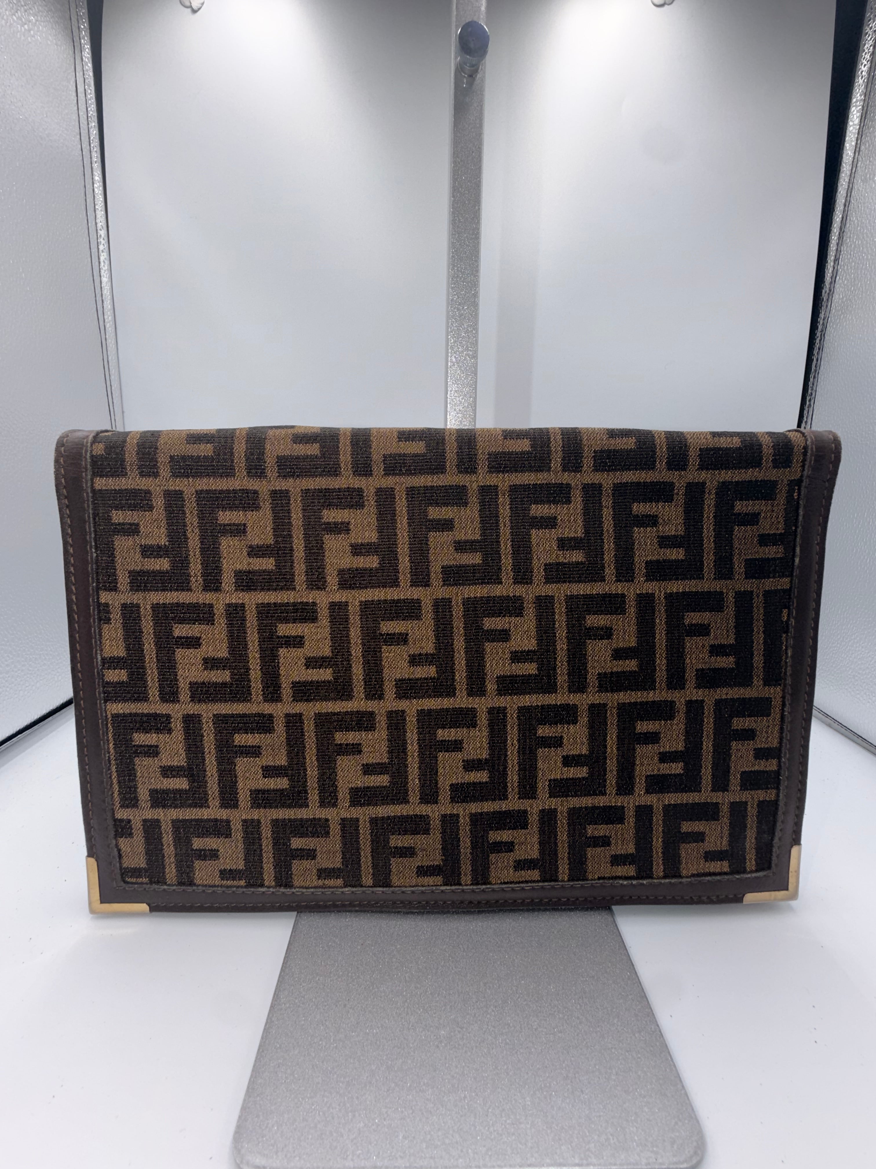 Fendi Zucca Monogram Convertible Oversized Clutch